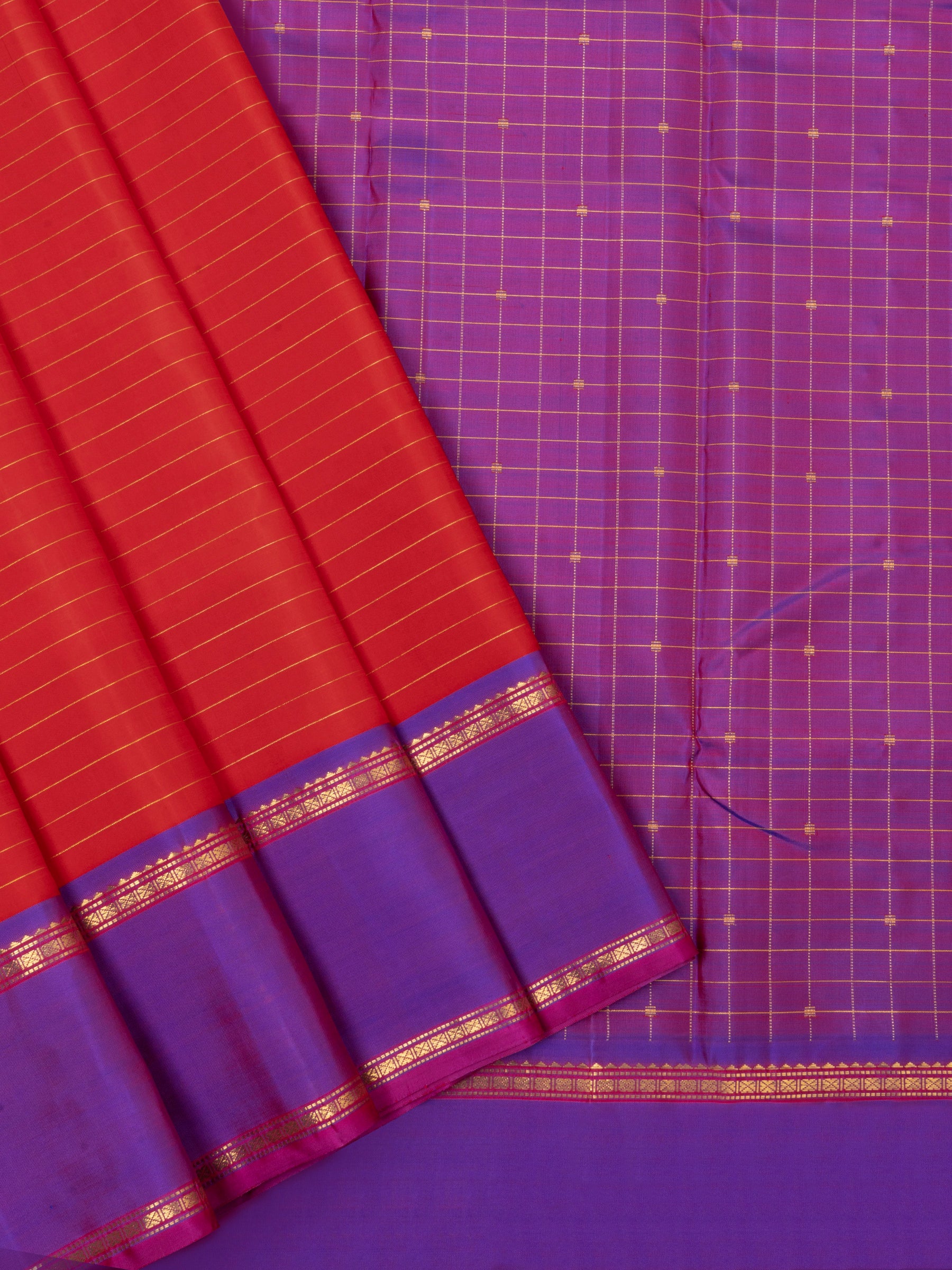 Orangish red and purple /Arani silk CLSA3482