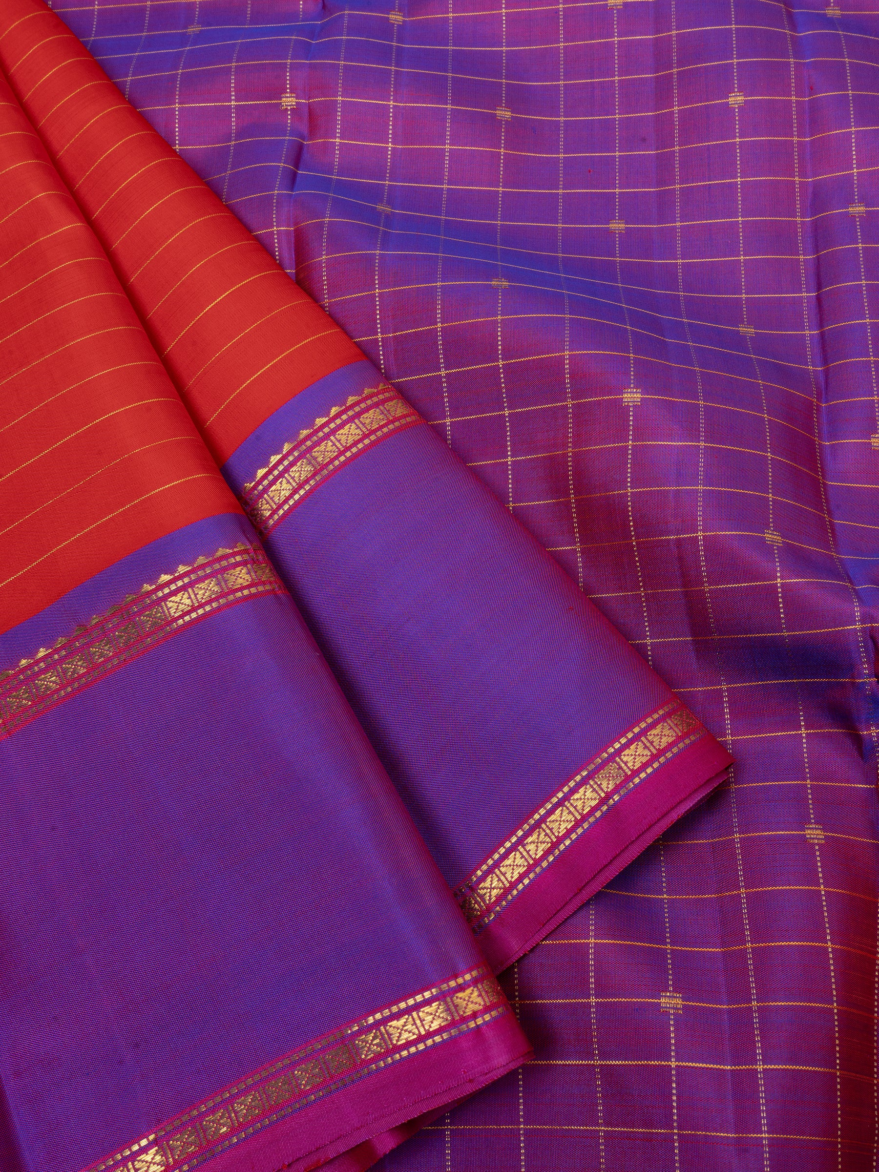 Orangish red and purple /Arani silk CLSA3482