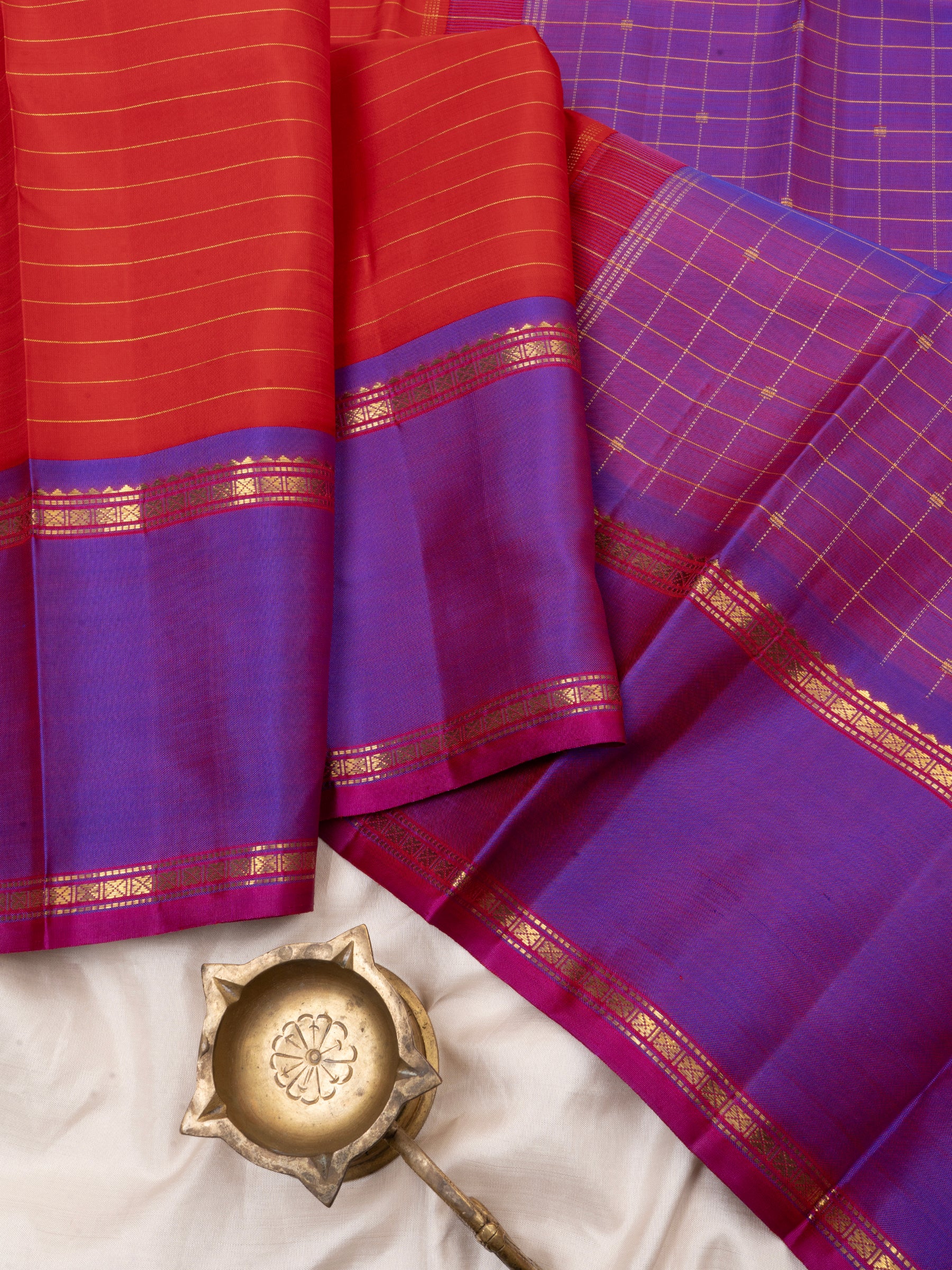 Orangish red and purple /Arani silk CLSA3482