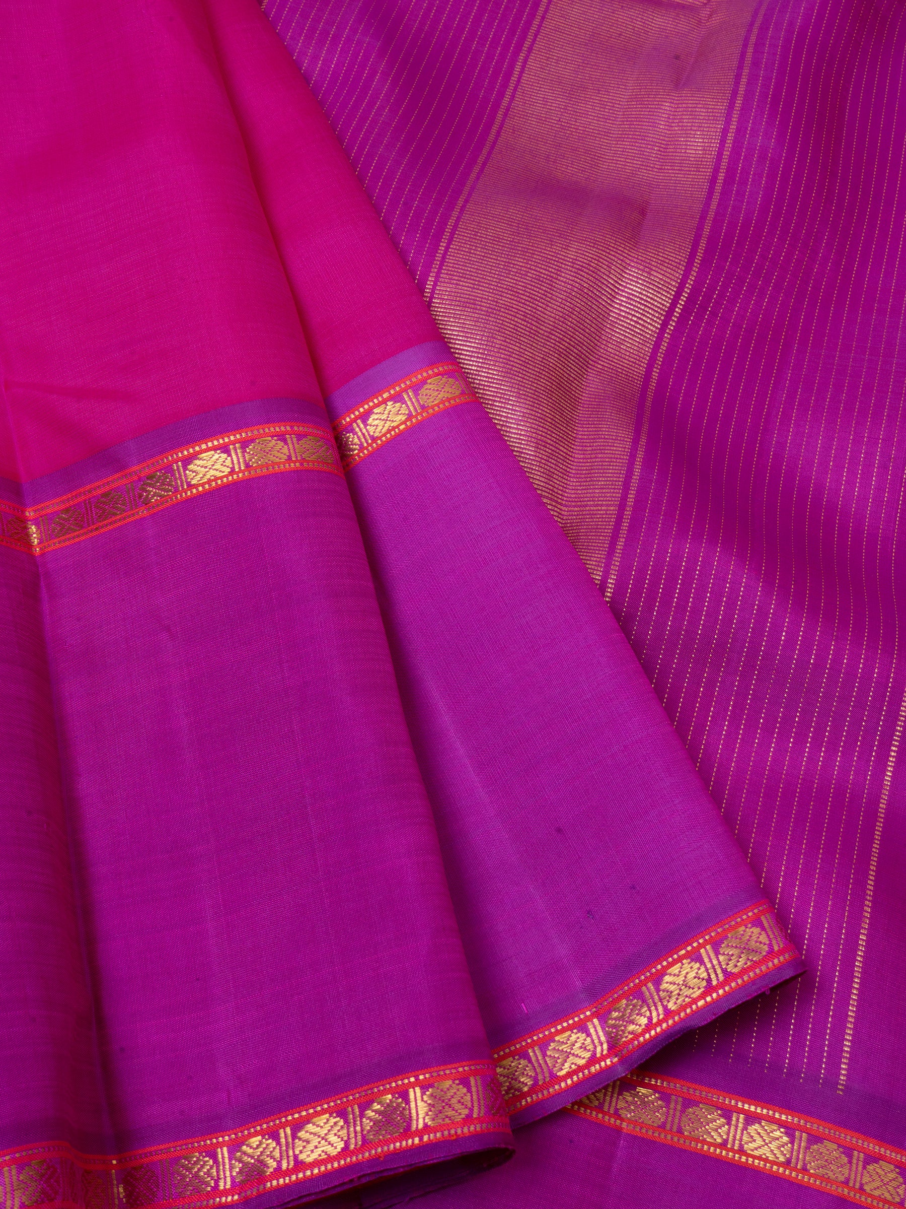 Pink and purple long border/Arani silk CLSA4973