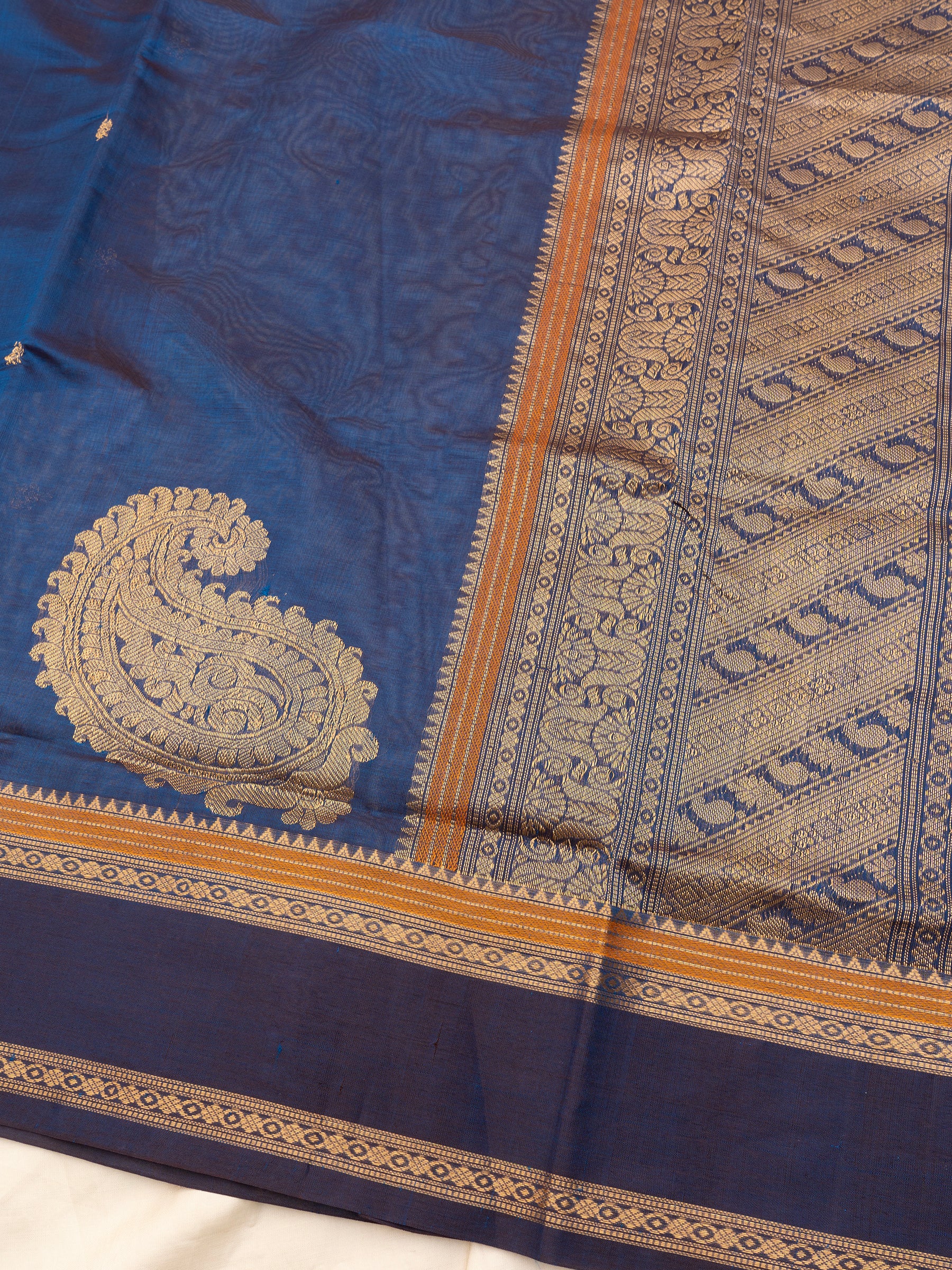 Blue corner butta/ Silk Cotton Saree CLSA7253