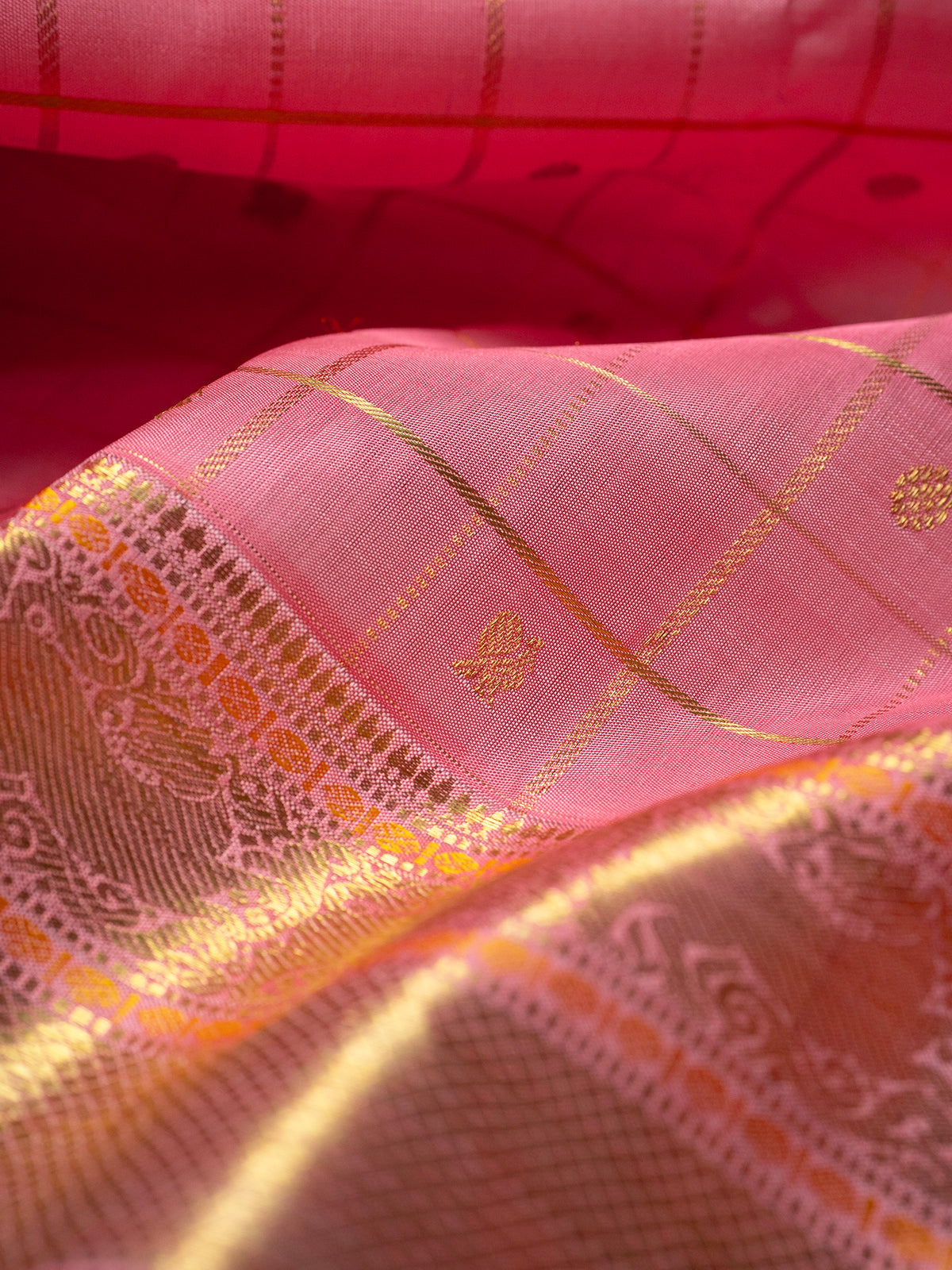 Peachish pink kattam butta / Kanjipuram Silk Saree CLSA10827