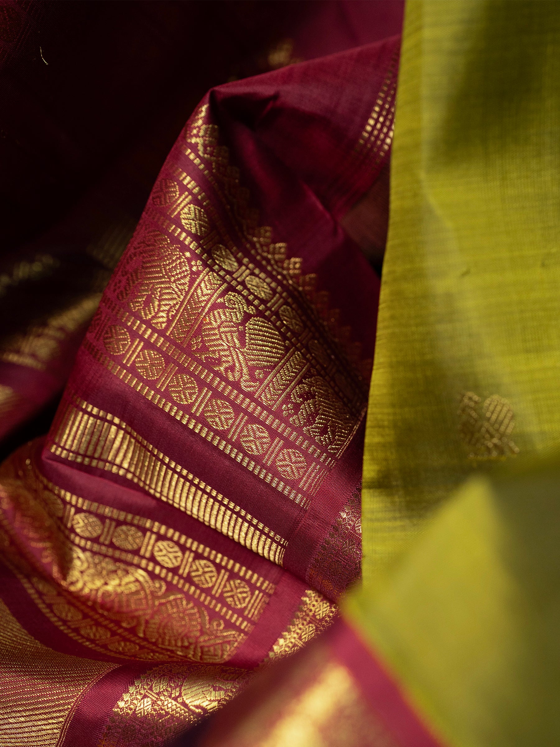 Vintage green retta pet Kanjipuram Silk Saree CLSA10616
