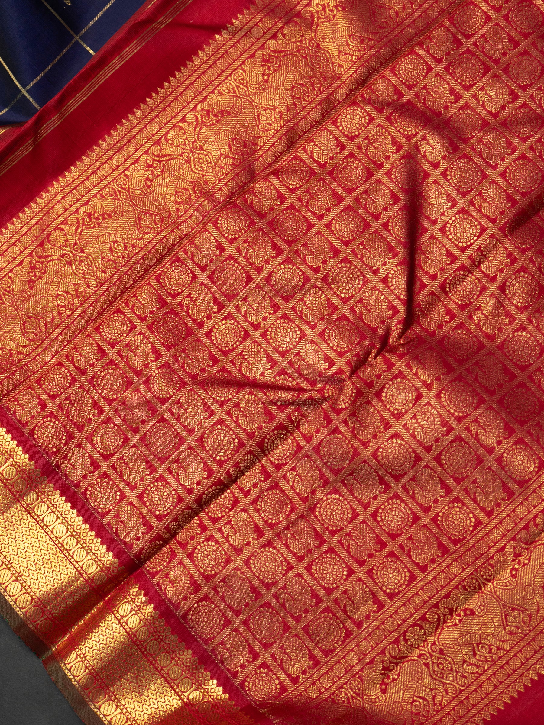 Blue Kai Korvai Kattam pure Kanjipuram Saree CLSA9340