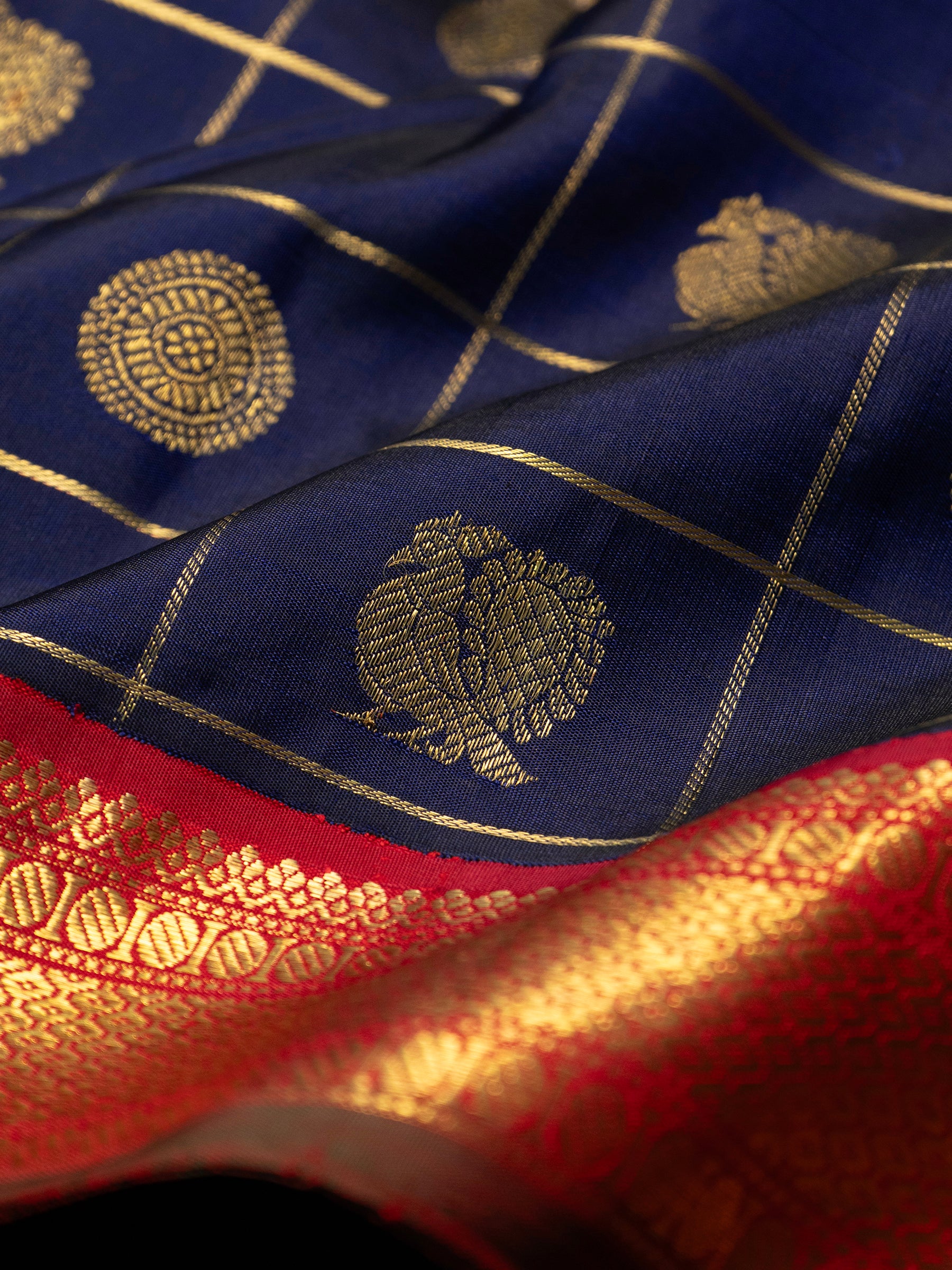 Blue Kai Korvai Kattam pure Kanjipuram Saree CLSA9340