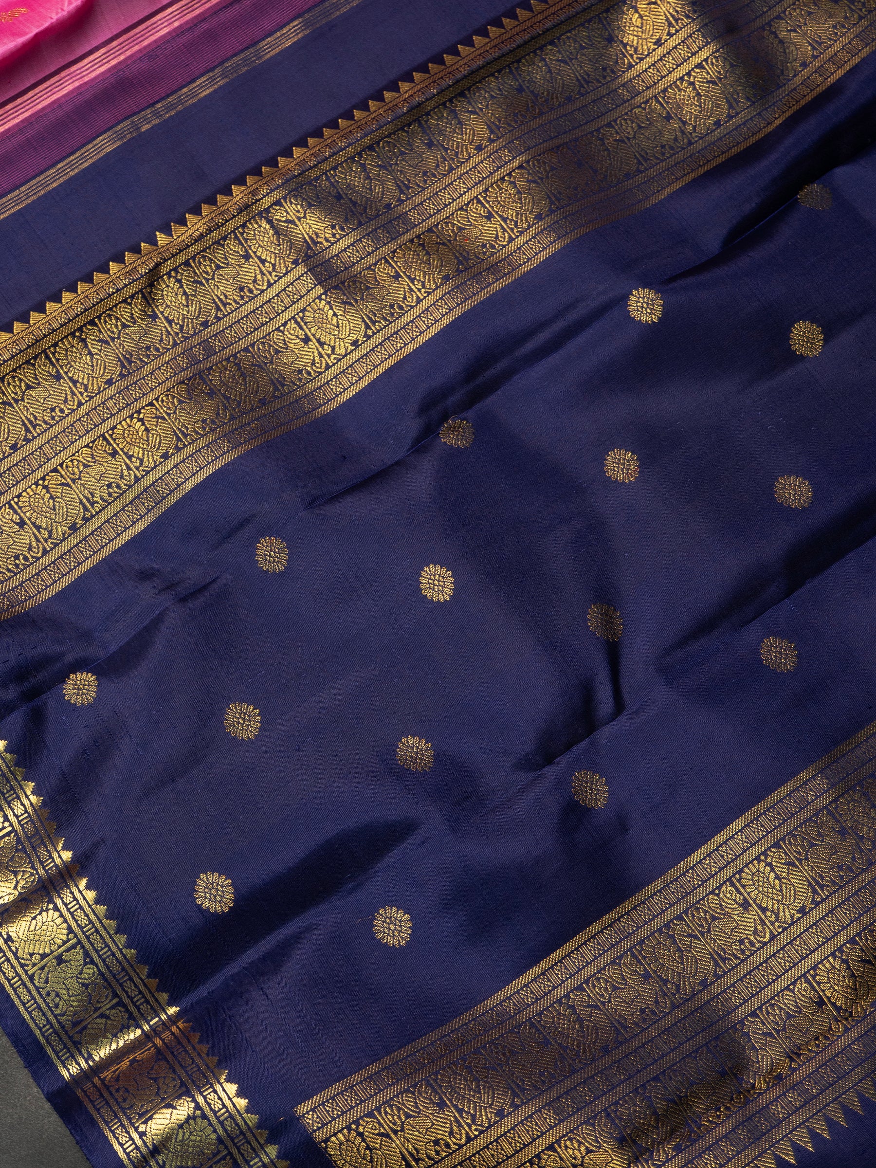 Rose milk pink Kai korvai / pure Kanjipuram Saree CLSA9648