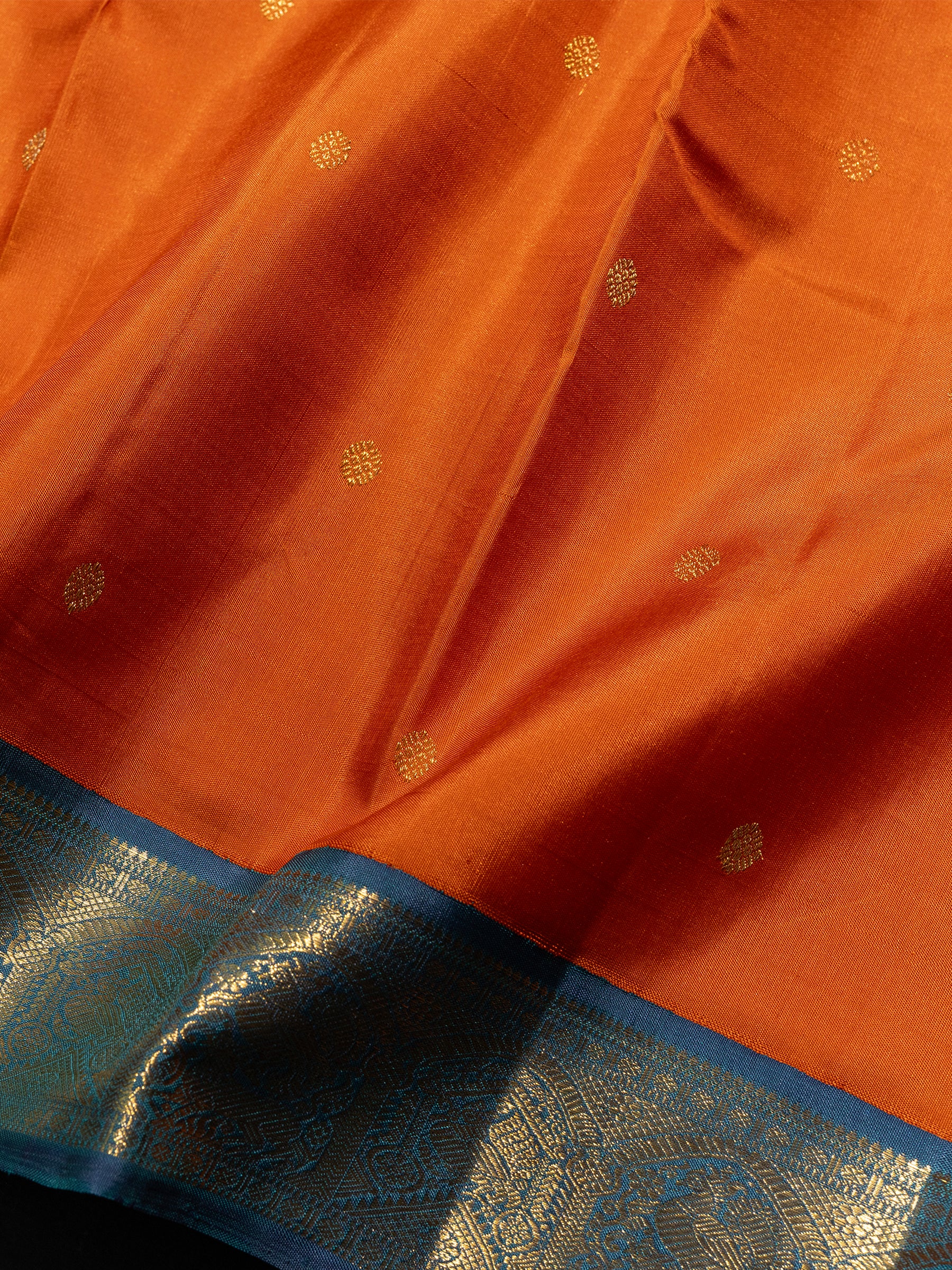 Rustic orange Korvai Kanjipuram Silk Saree CLSA8991