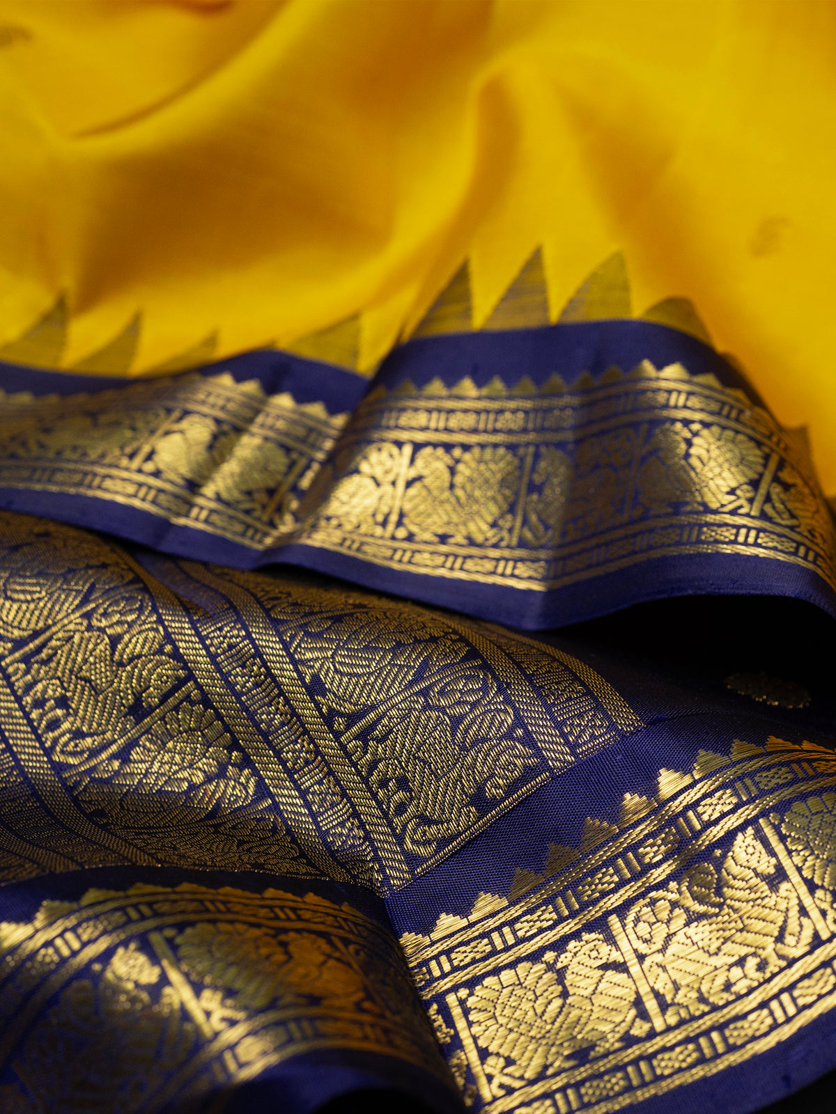 Yellow and blue Korvai /Kanjipuram Silk Saree CLSA9500