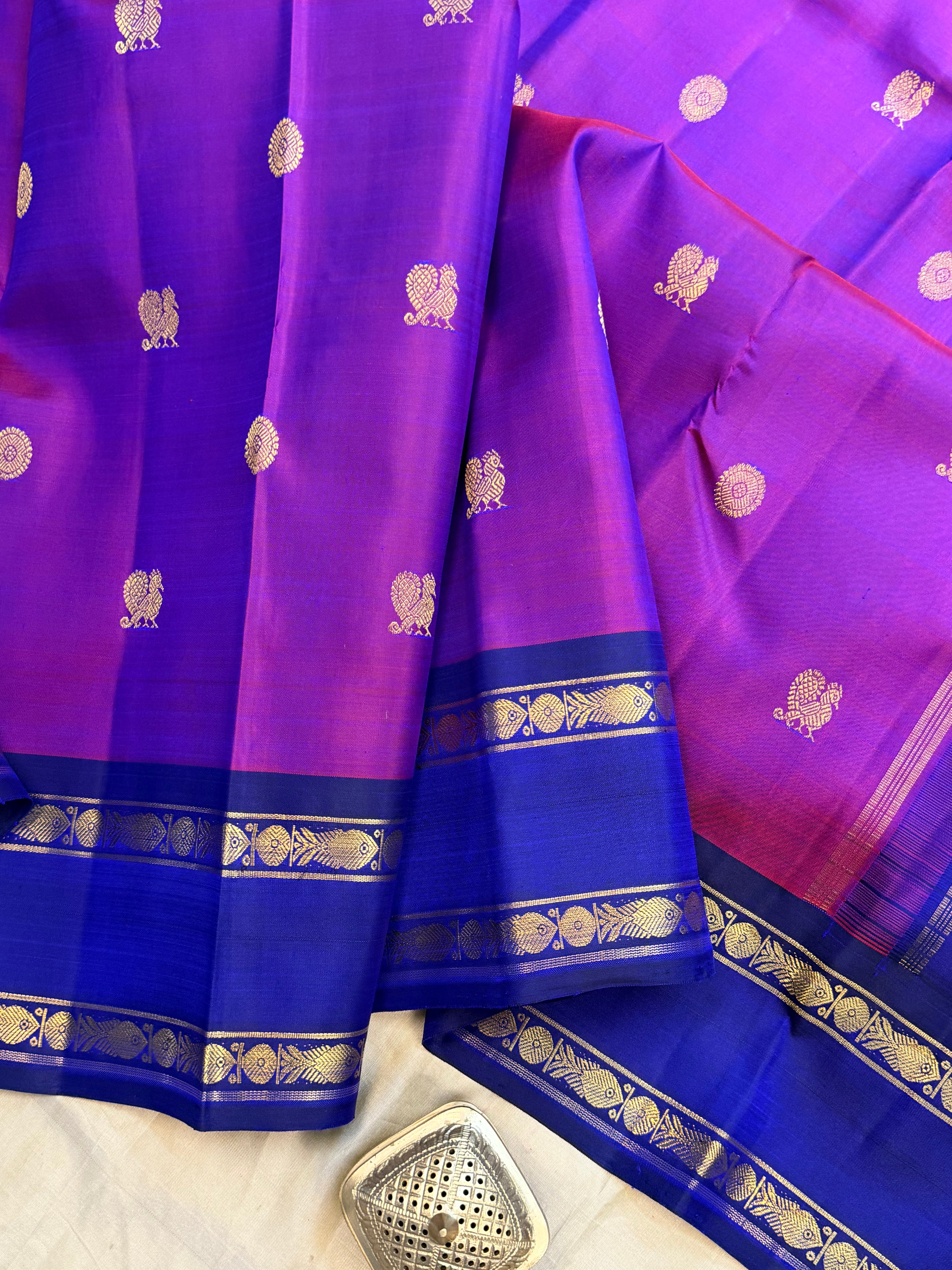 Permam : purple pink fish pet  / Kanjipuram silk CL9887