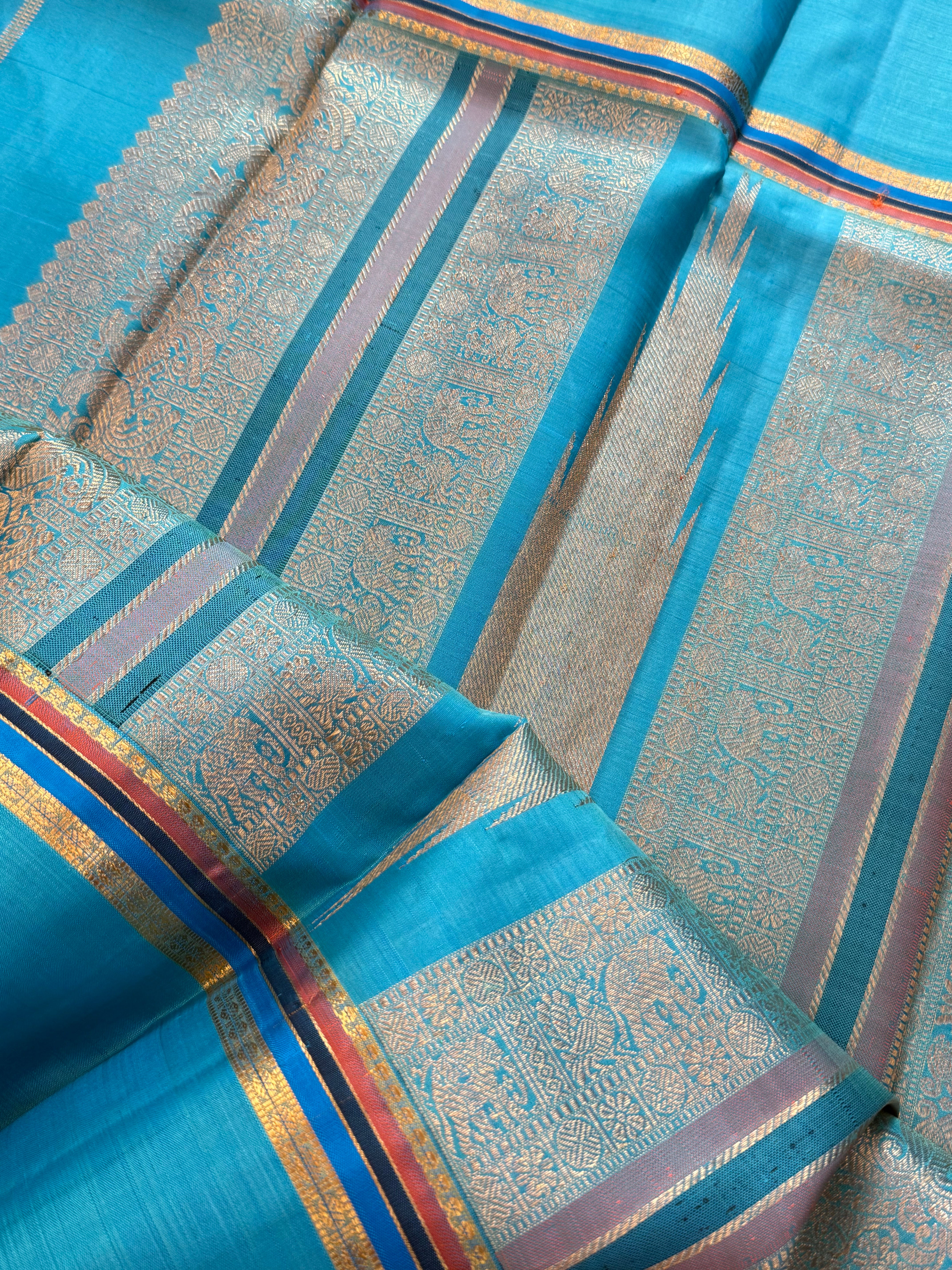 Sea blue long border/ Kanjipuram silk CL6295