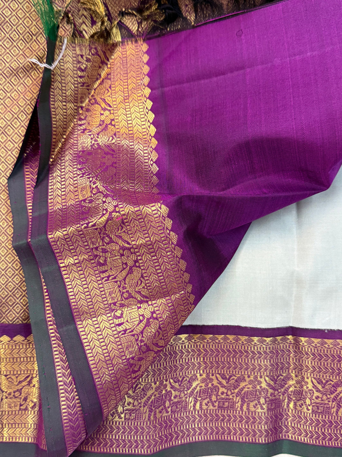Steel Colour kili Korvai / kanjipuram silk saree clsa 12732