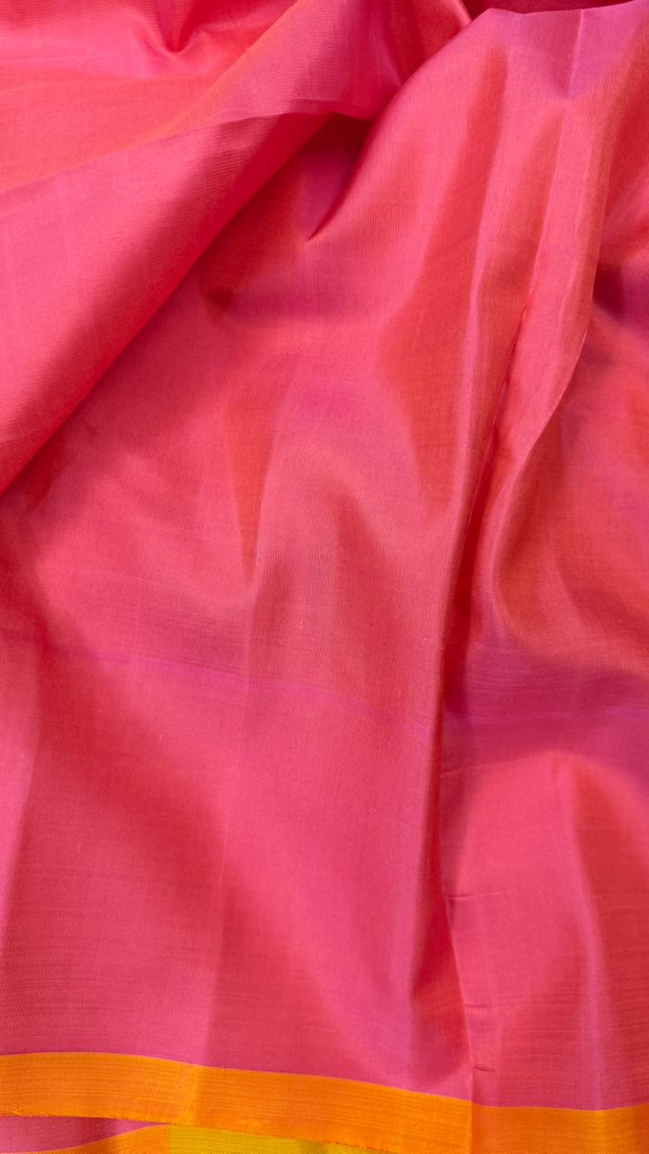 Mustard and pink / Gadwal silk