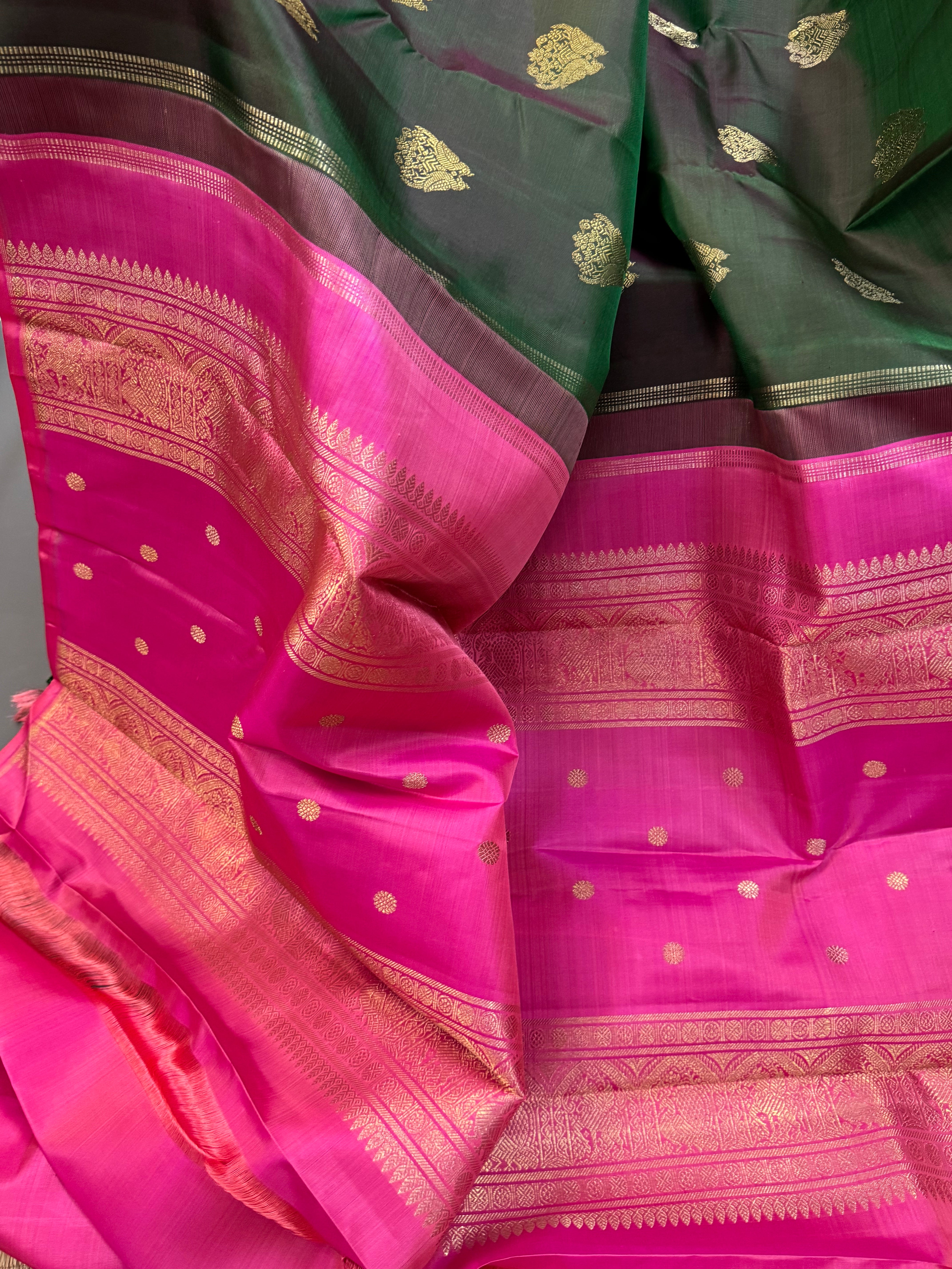 Manthulir Jodi kili Borderless kanjipuram silk saree