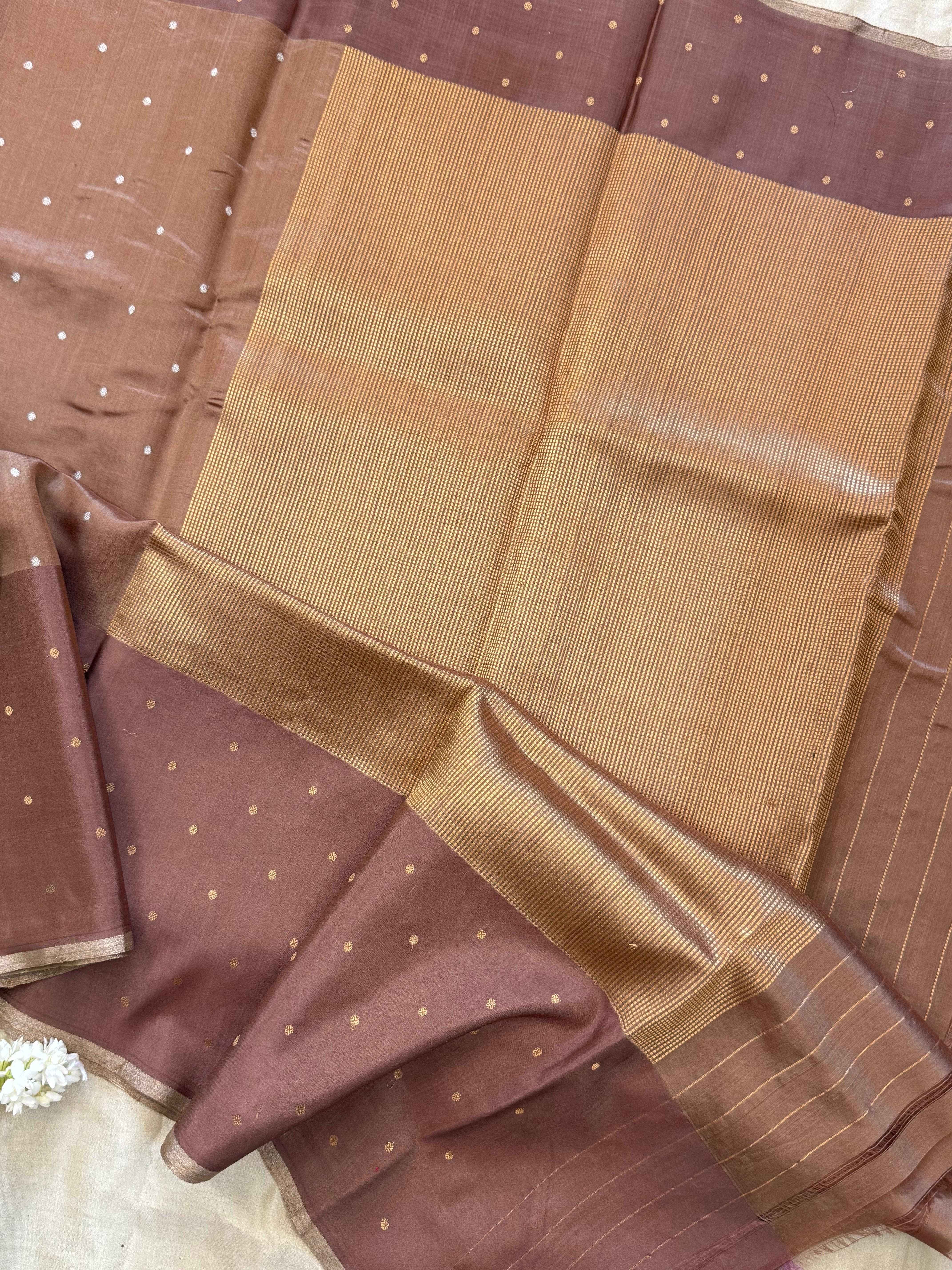 Lite brown small border/Chanderi silk CLSA10880