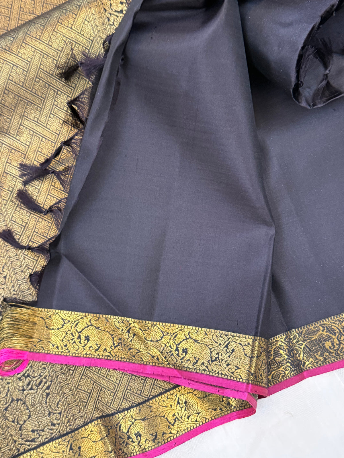 Black simple 2g Kanjipuram silk CLSA11008