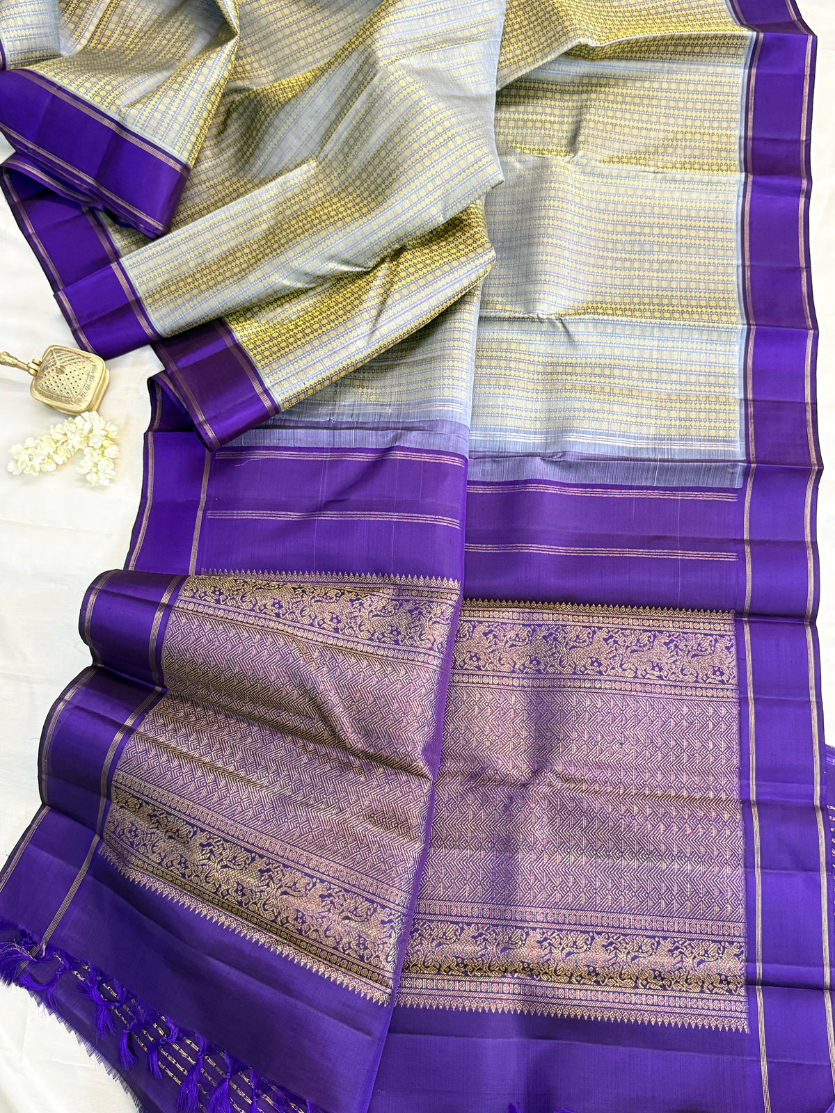 purple retta pet Body Thread work / kanjipuram silk saree clsa 11383