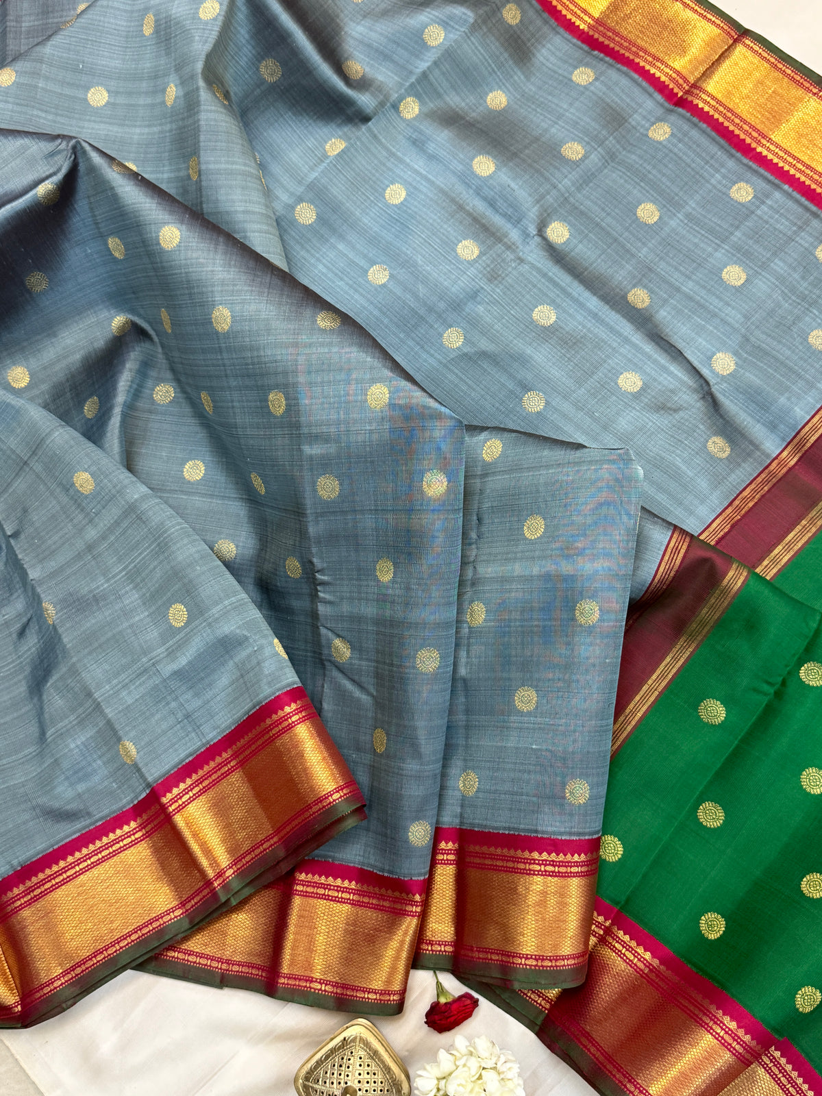 double Palla Korvai / Kanjipuram Silk Saree CLSA9474