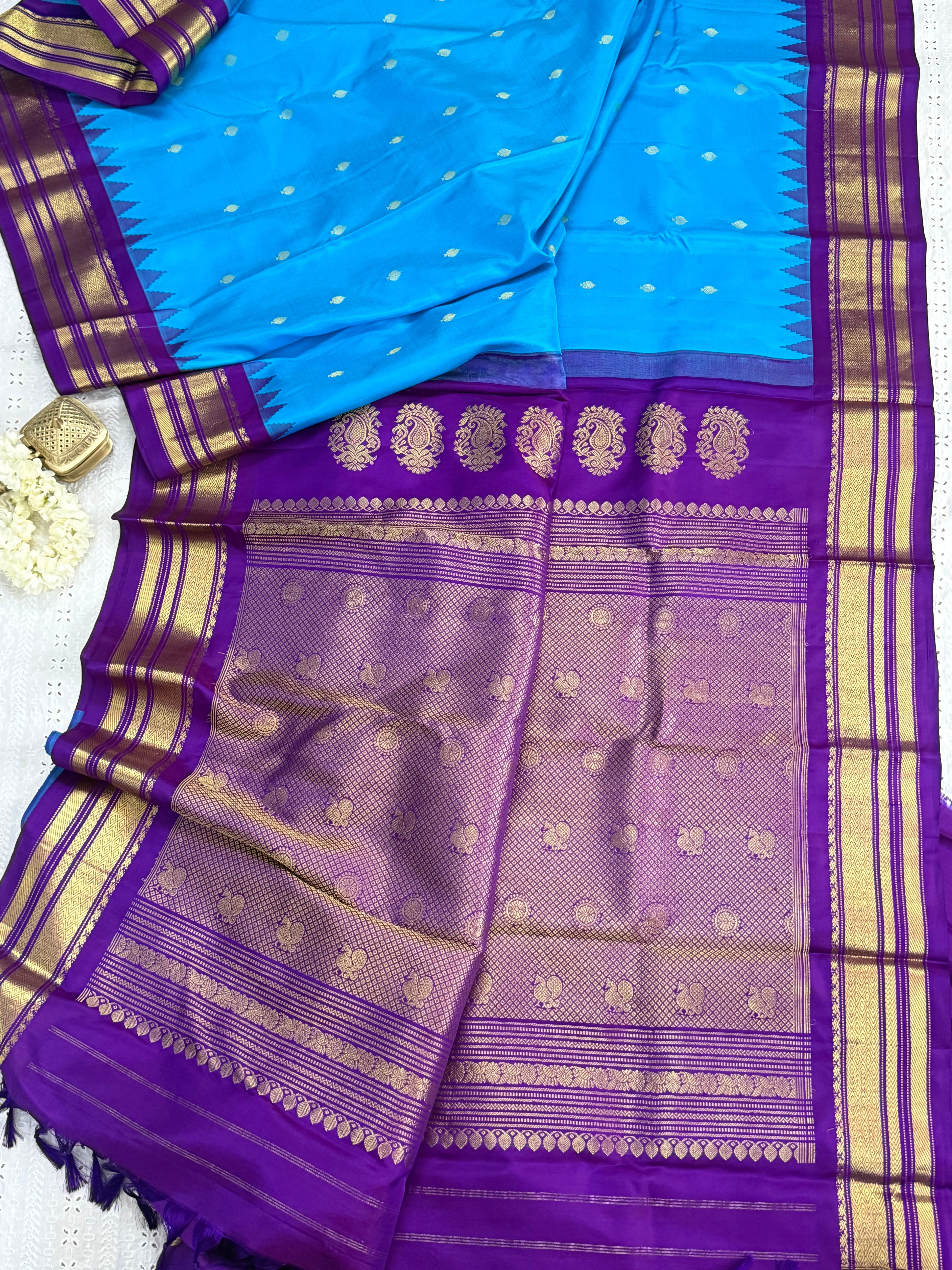 Rama blue and purple/ Gadwal silk CL9301
