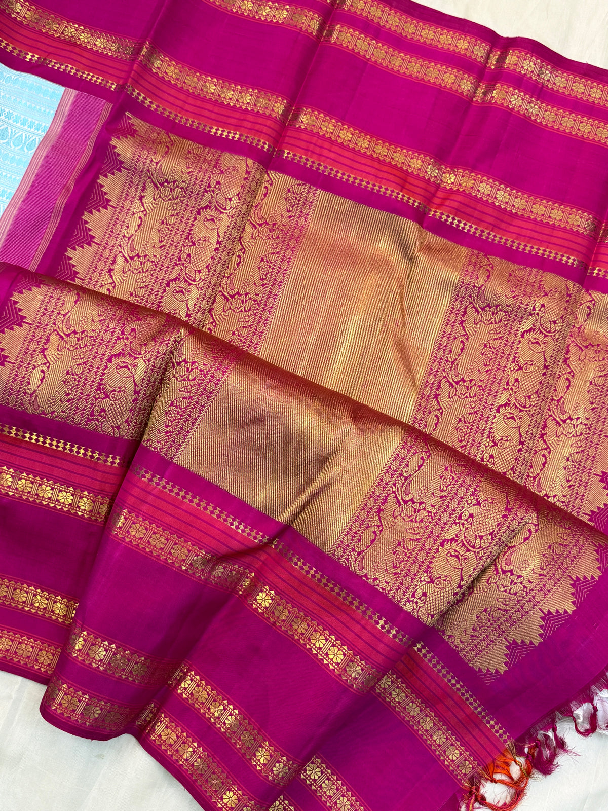 Body thread work and border Korvai pure zari/ kanjipuram silk saree clsa 4319