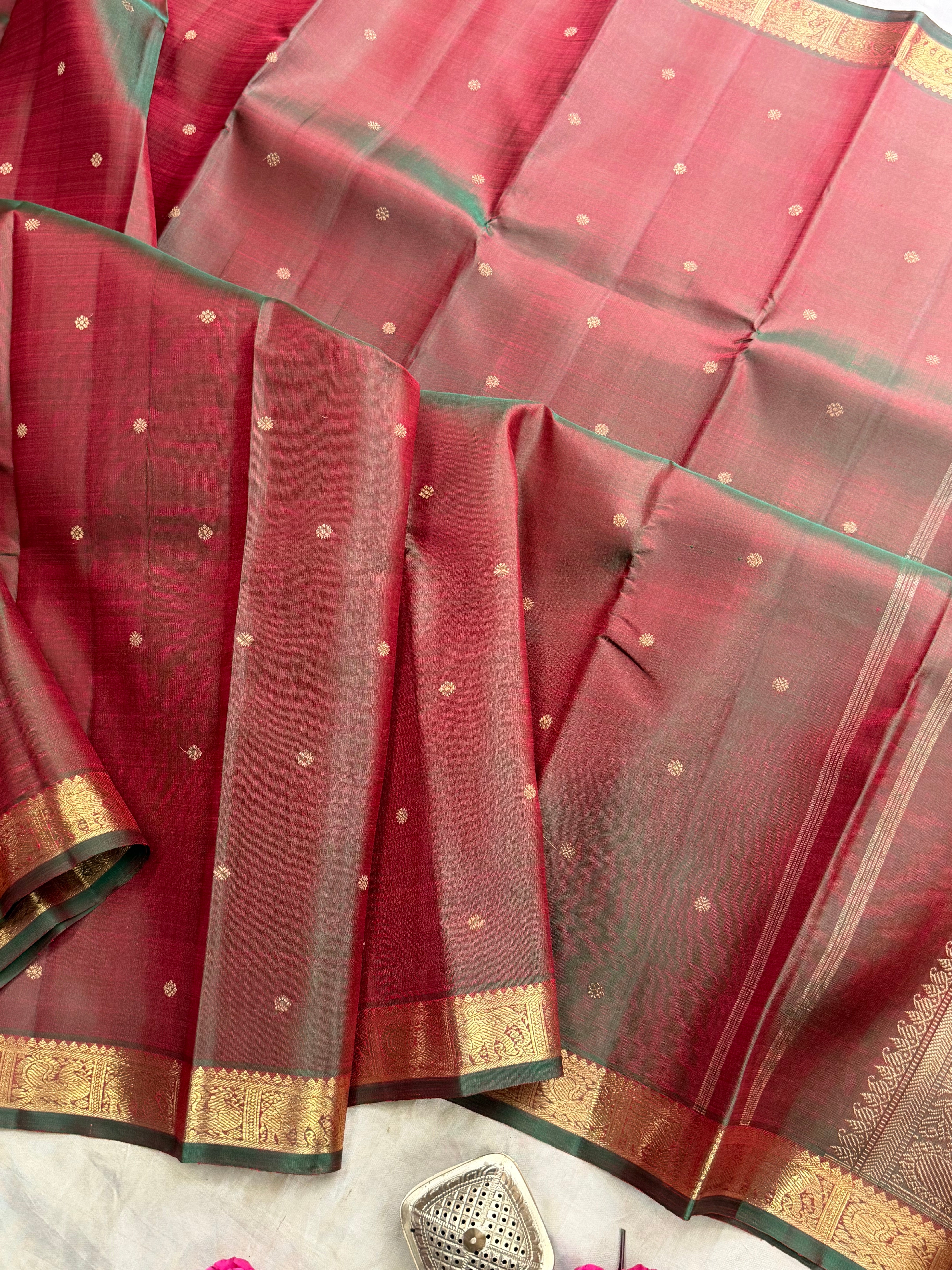 Manthulir small border pure Zari Kanjipuram silk CLSA9324