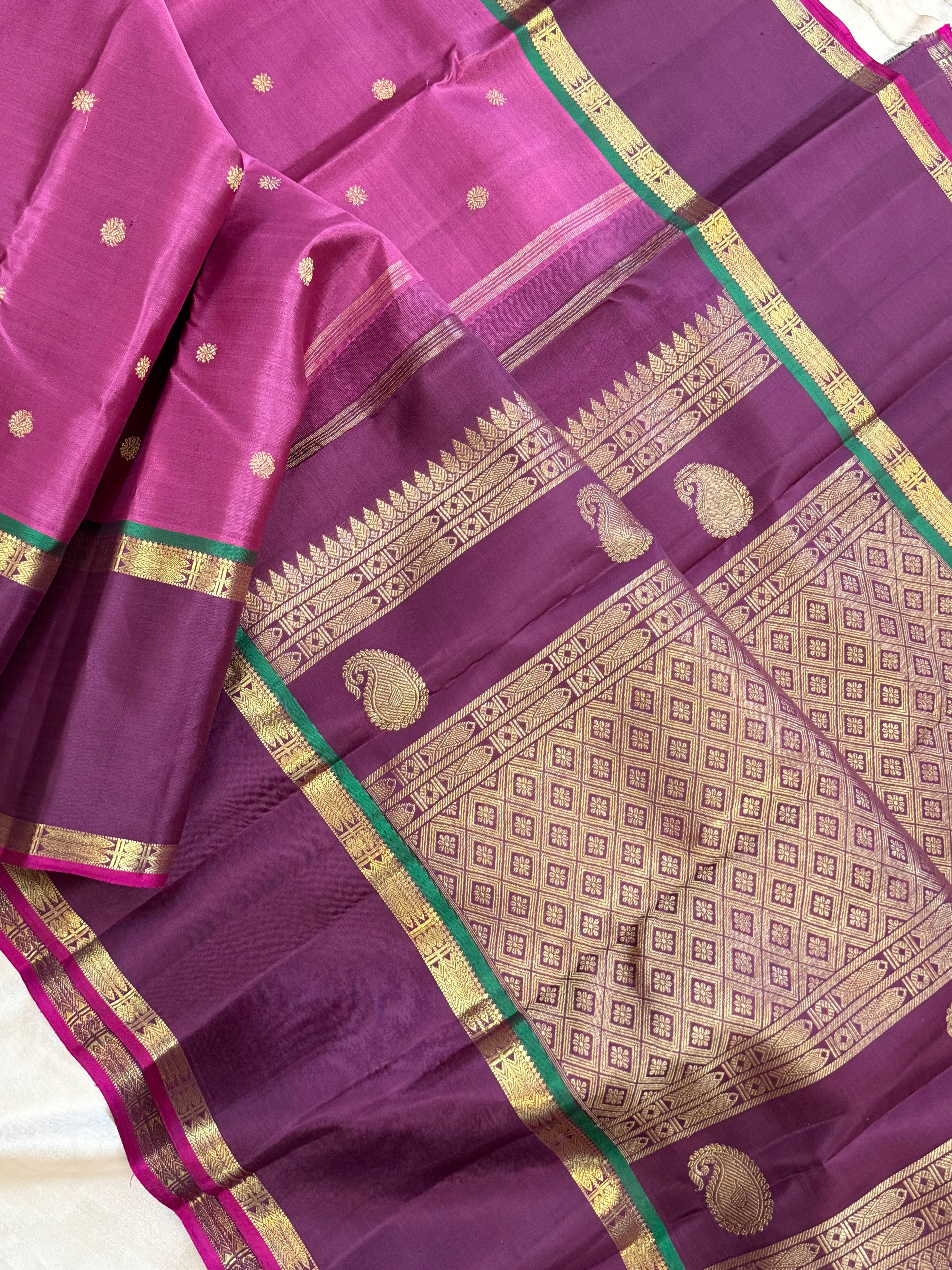 Geva with brown border / kanjipuram silk