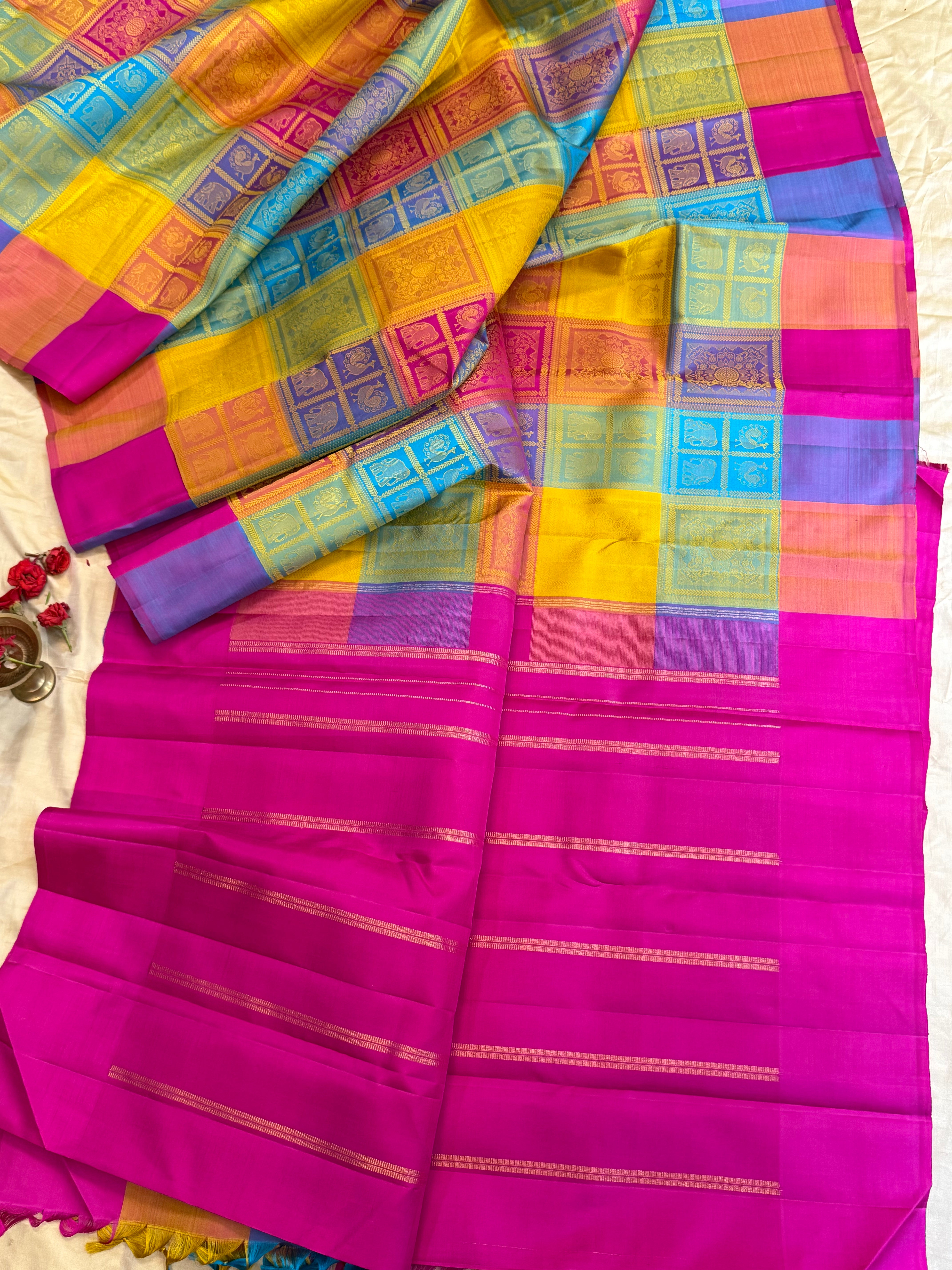 Paalum pazhamum boomkai pattern/ Kanjipuram silk