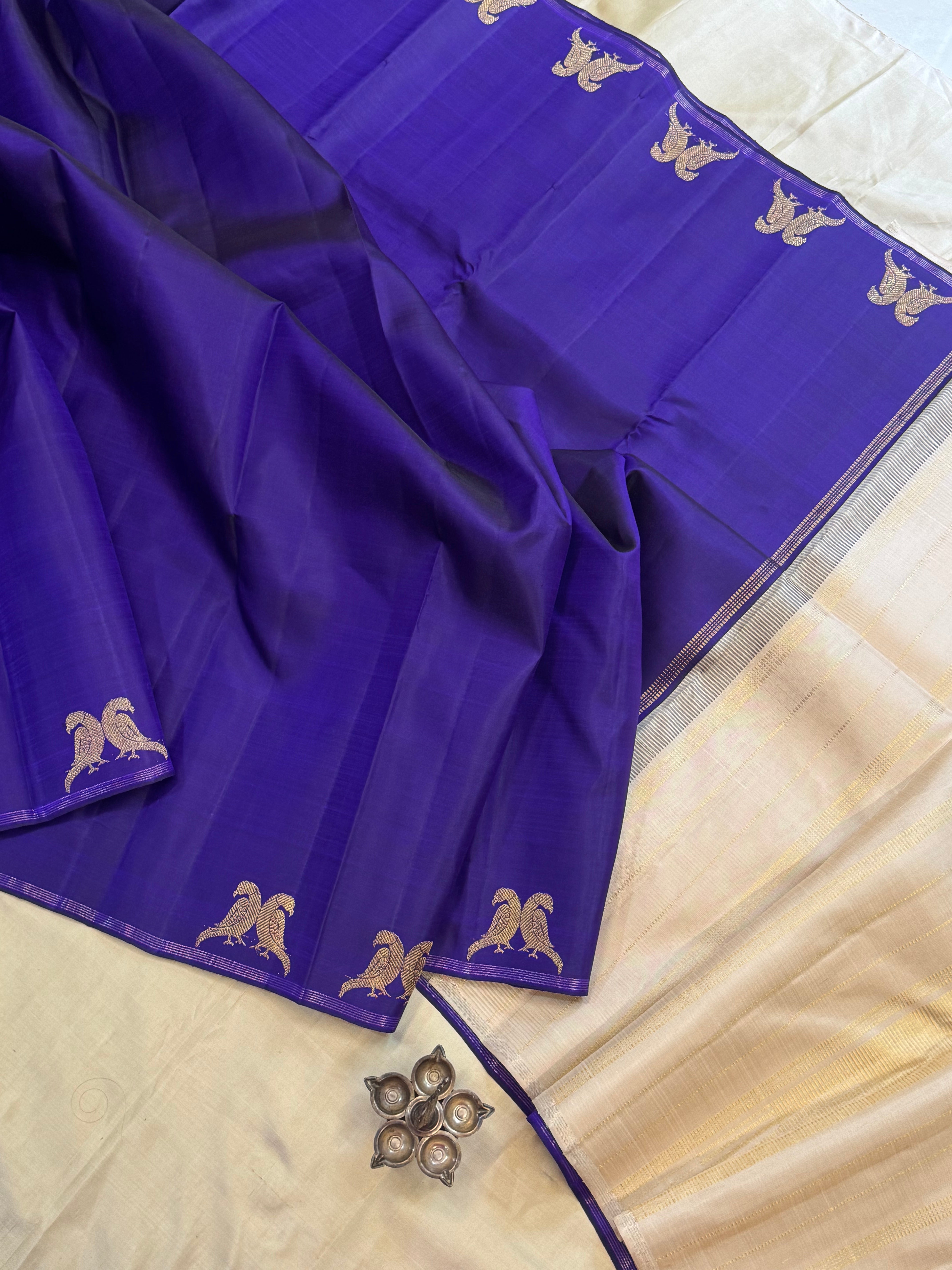 Aubergine Jodi kili classic kanjipuram silk