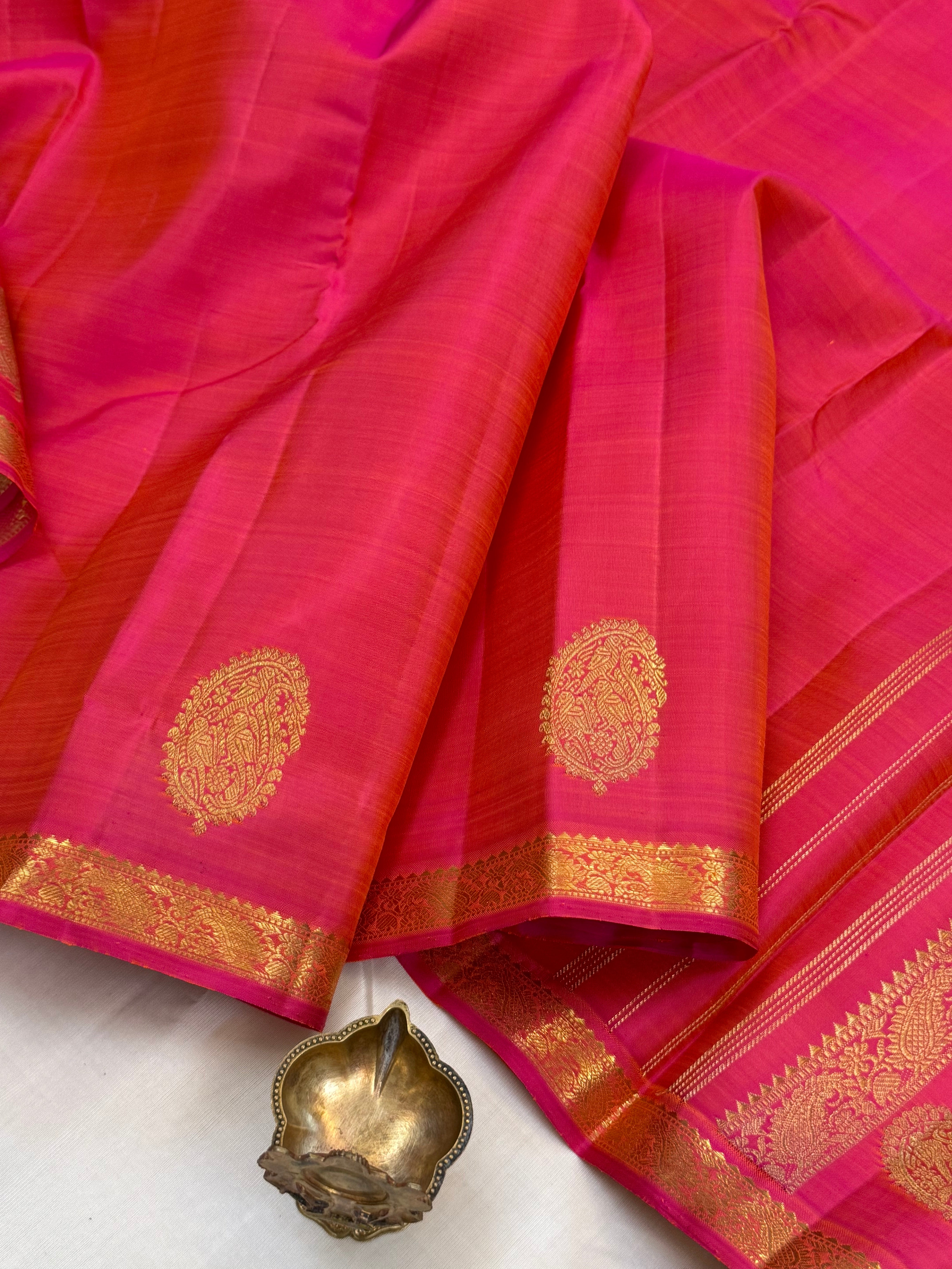 Peach pink 2g simple Kanjipuram silk CLSA11017