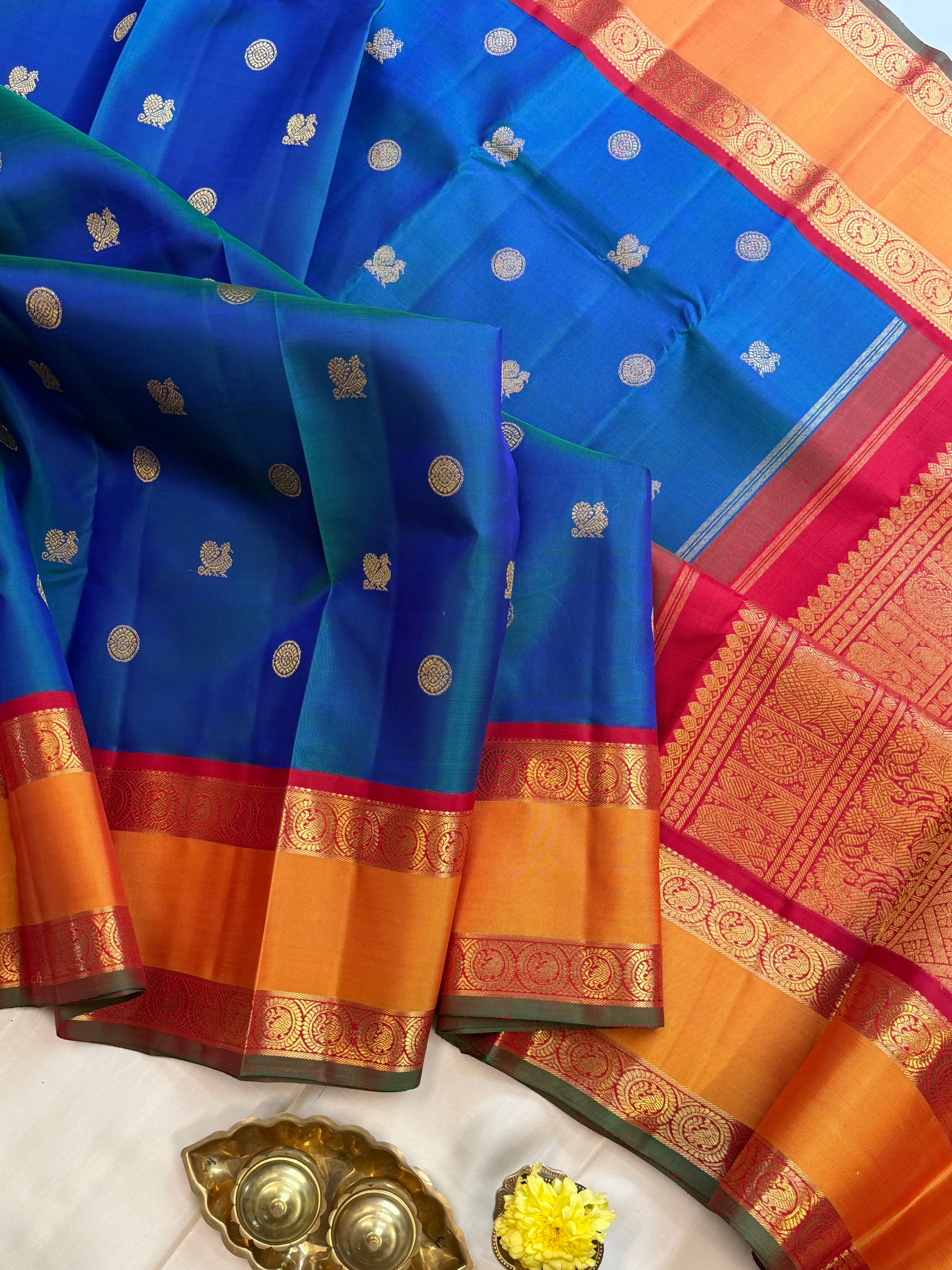 Korvai Varamahalakshmi edit : mayilkazhuthu retta pet Korvai Kanjipuram silk saree