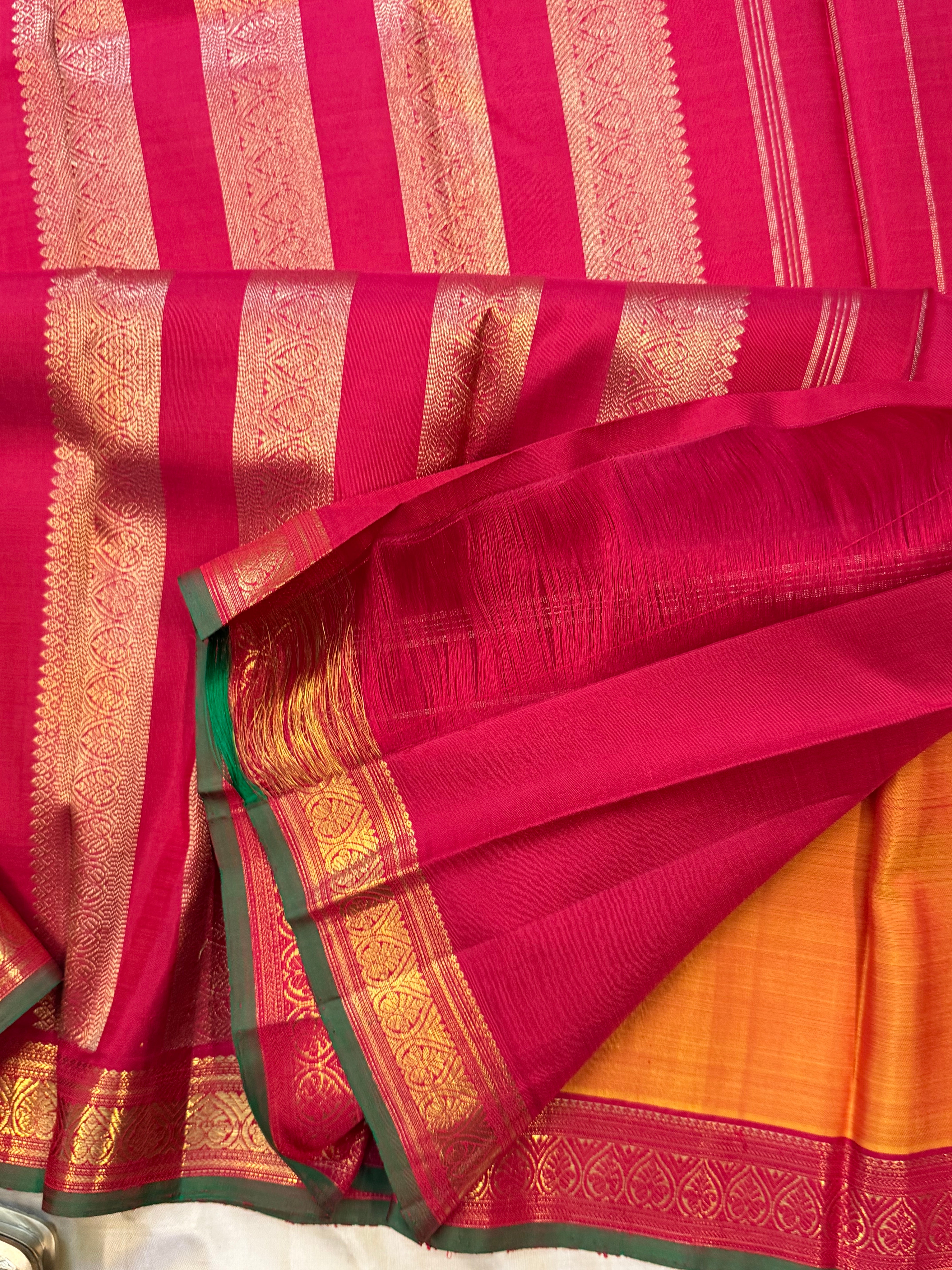 Permam : Simha color small border.  / Kanjipuram silk CL5911