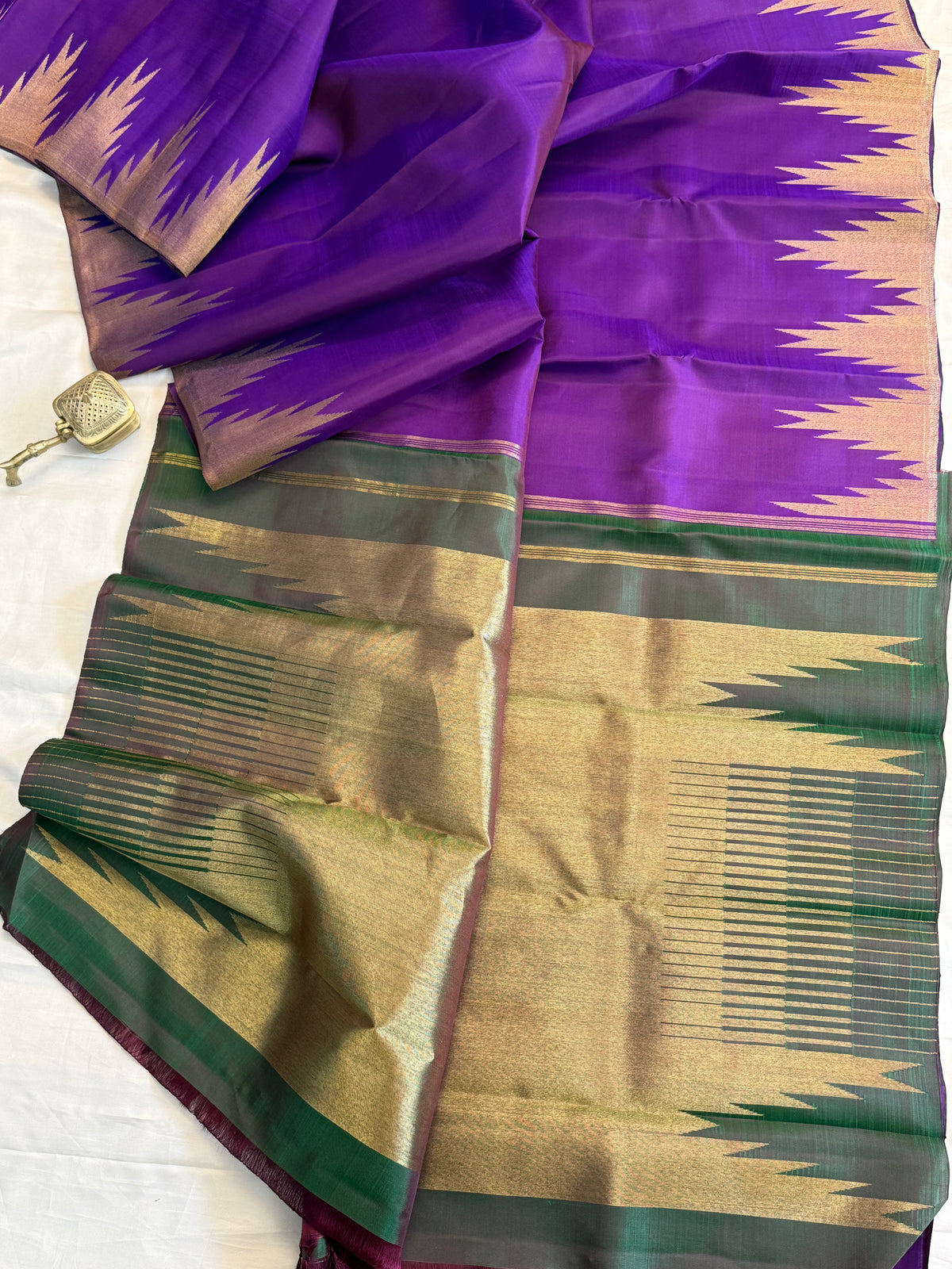 Brinjal 8 kol temple border/ Kanjipuram silk saree CLSA11548