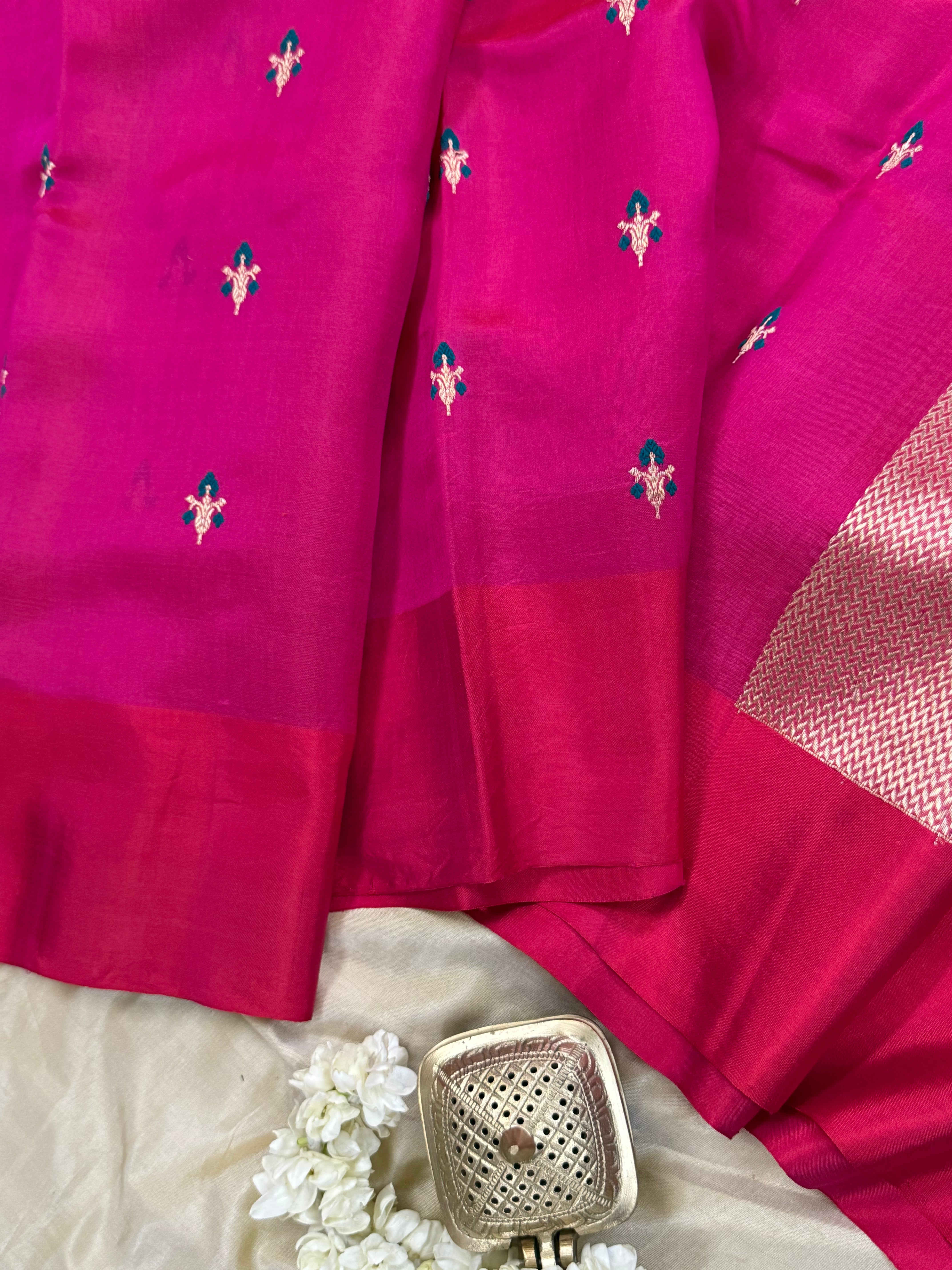 Pink floral / Chanderi Silk