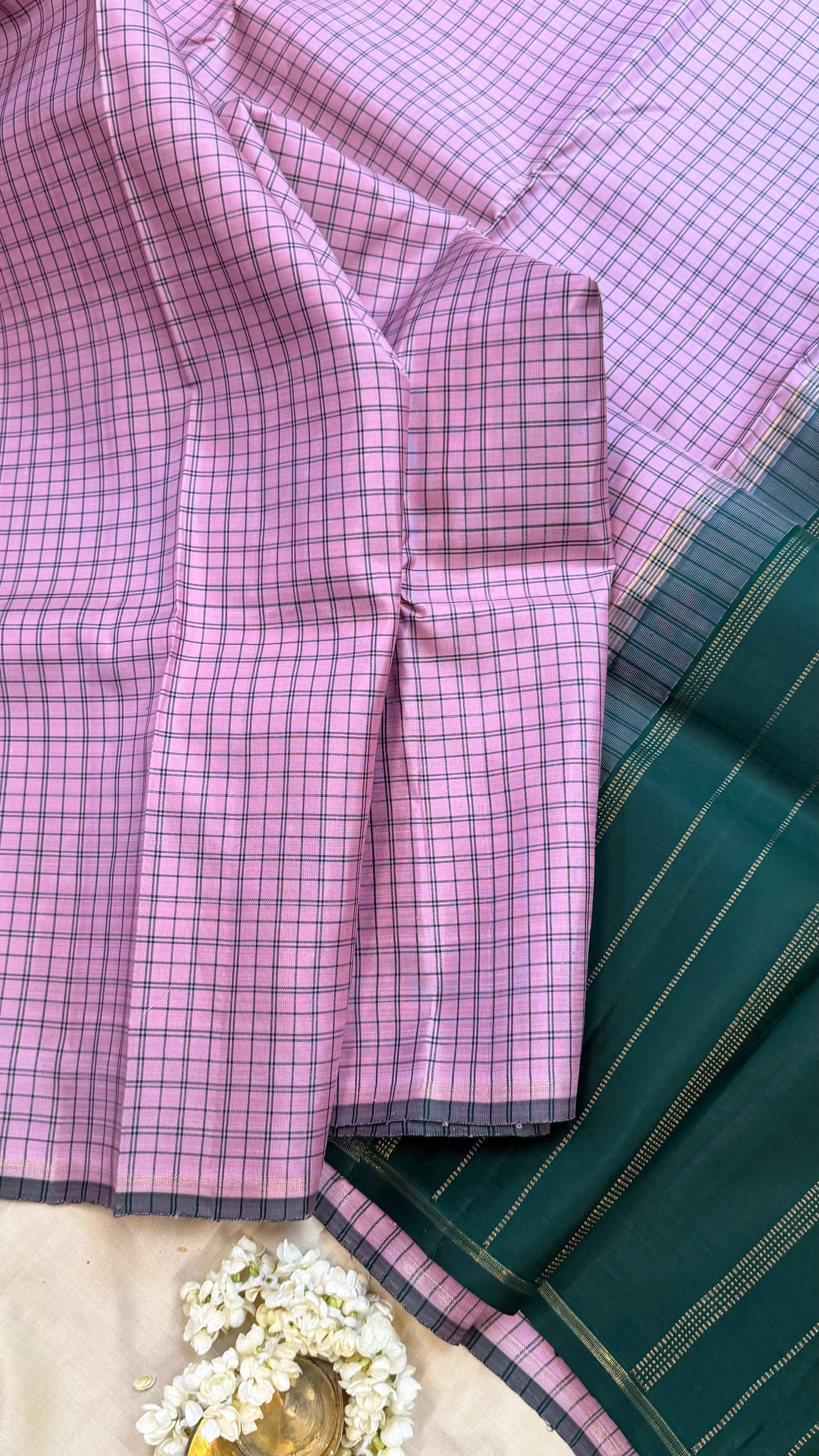 Pink kattam borderless/ Kanjipuram silk