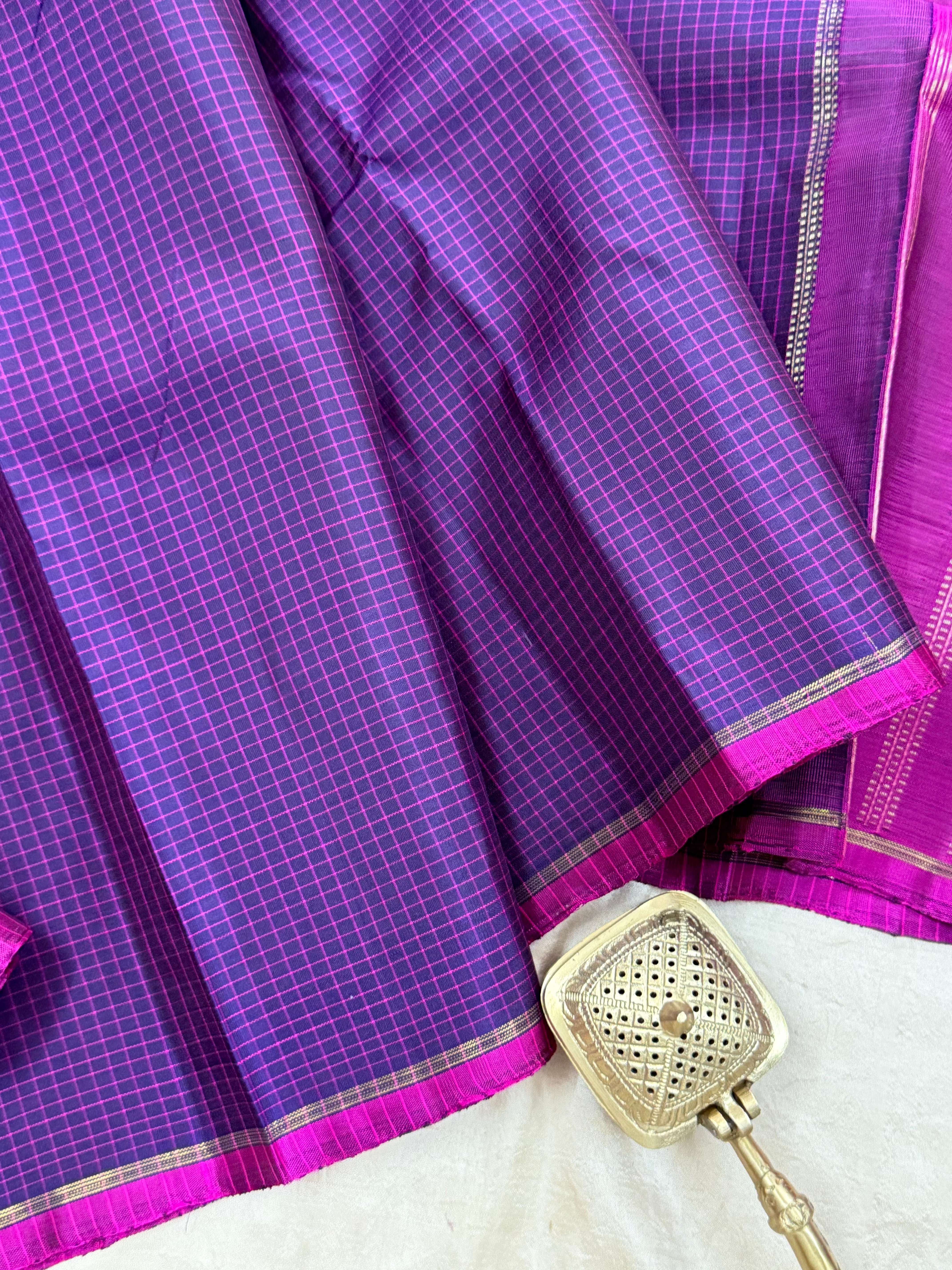 Deep purple kattam borderless/ Kanjipuram silk
