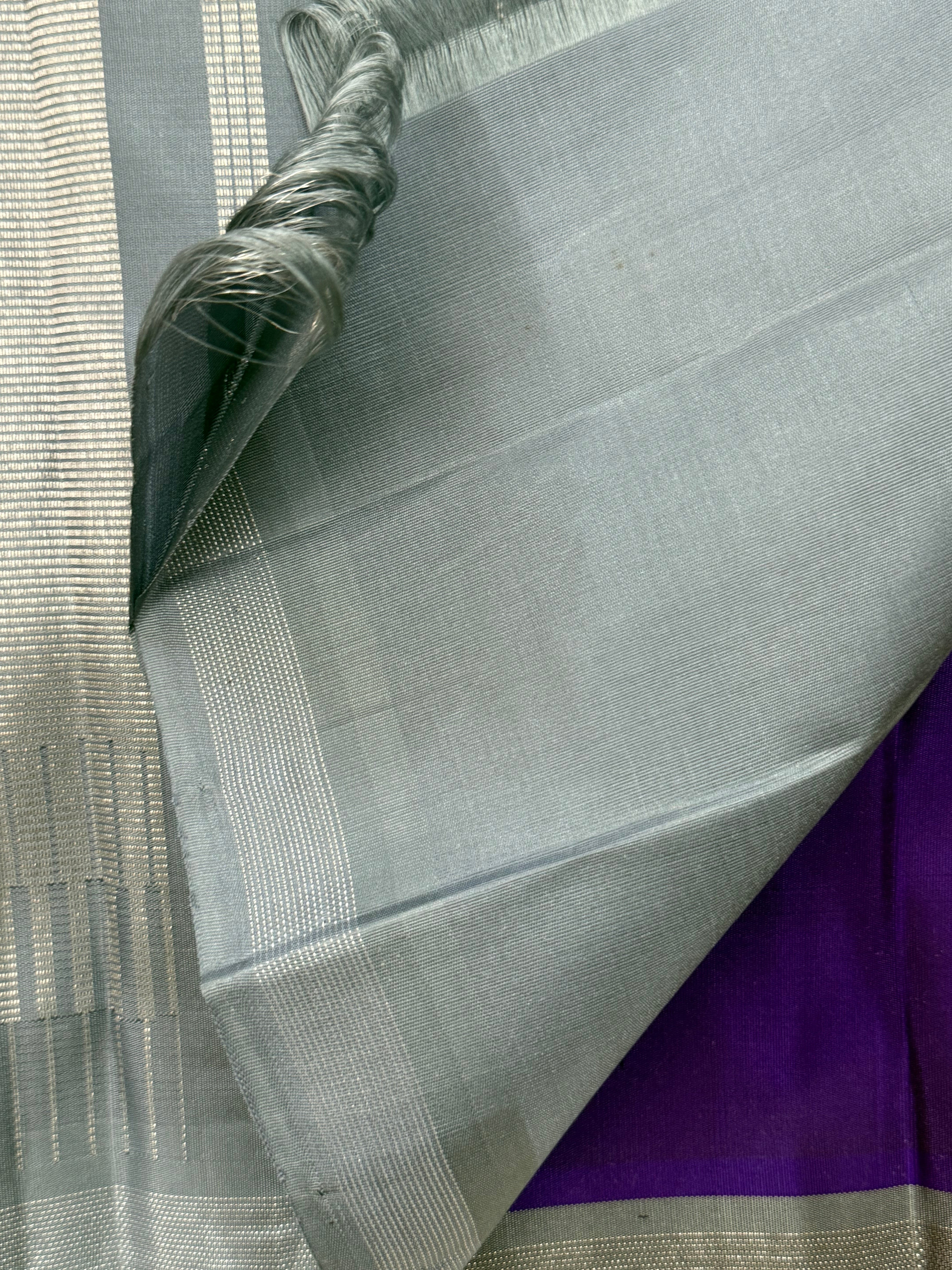 Deep purple borderless/ Kanjipuram silk