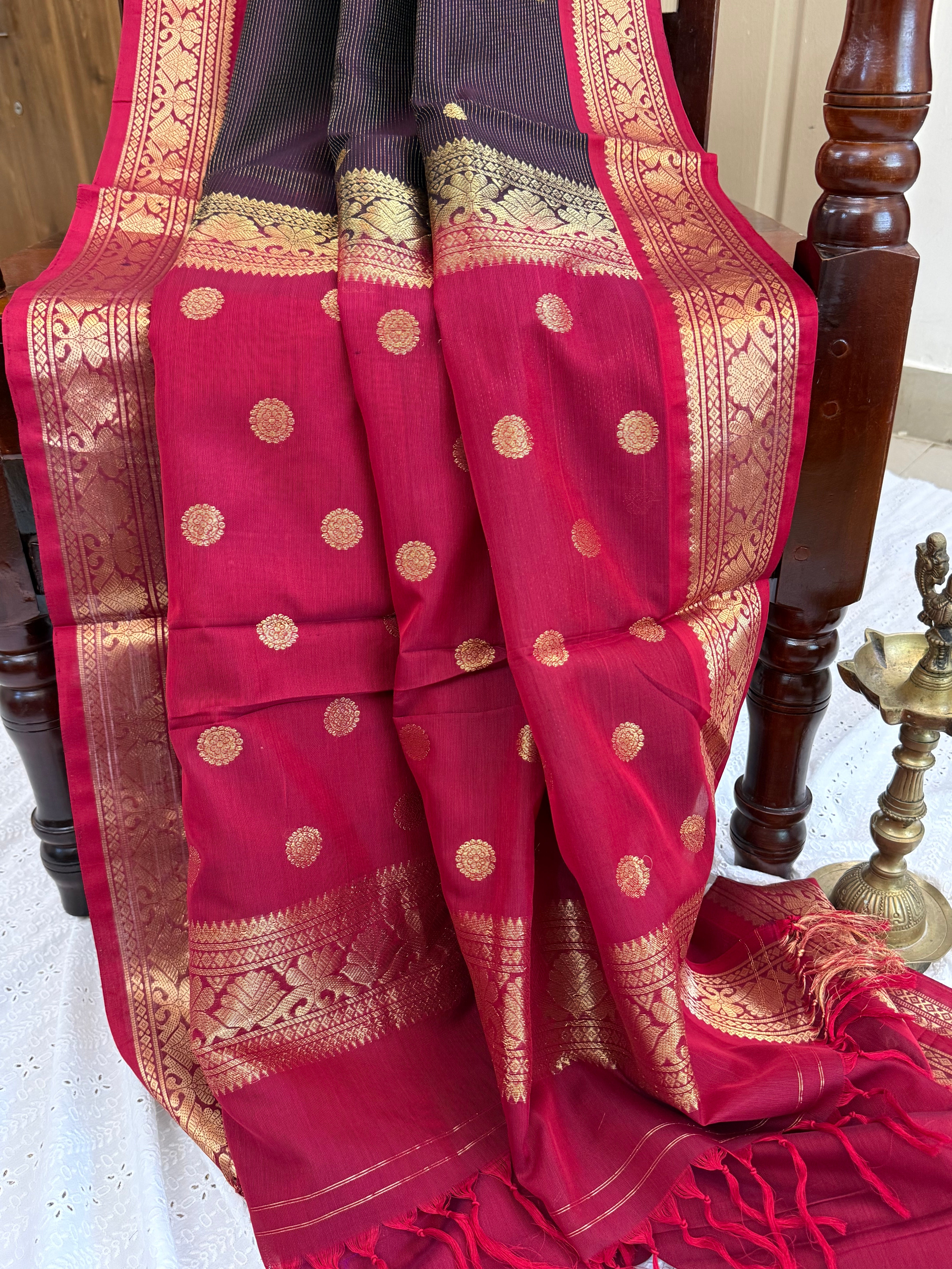 Deep brown and araku vairaoosi/ Premium Silk Cotton CL7295