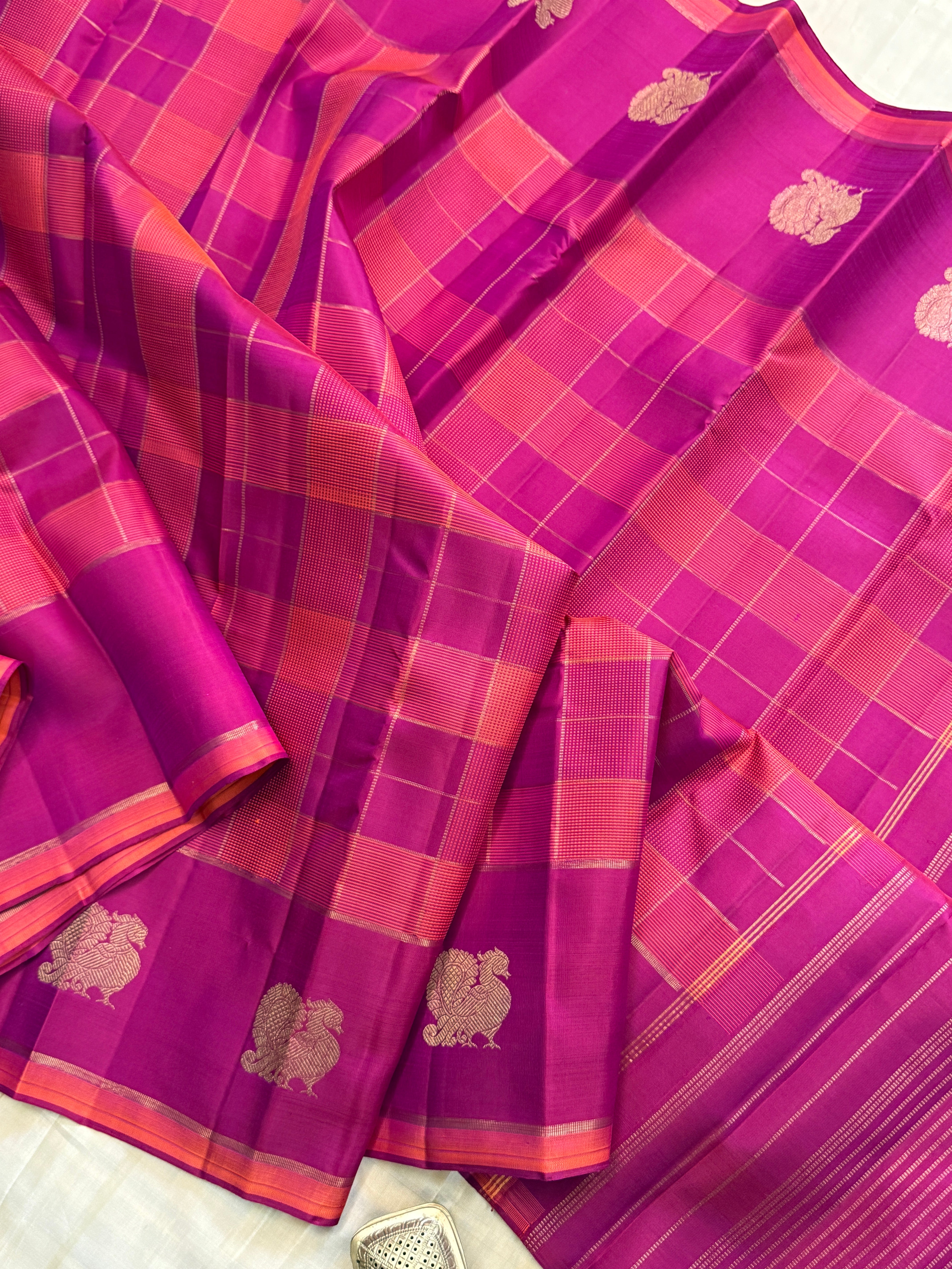 Chettinad kattam border butta / Kanjipuram silk clsa 11574