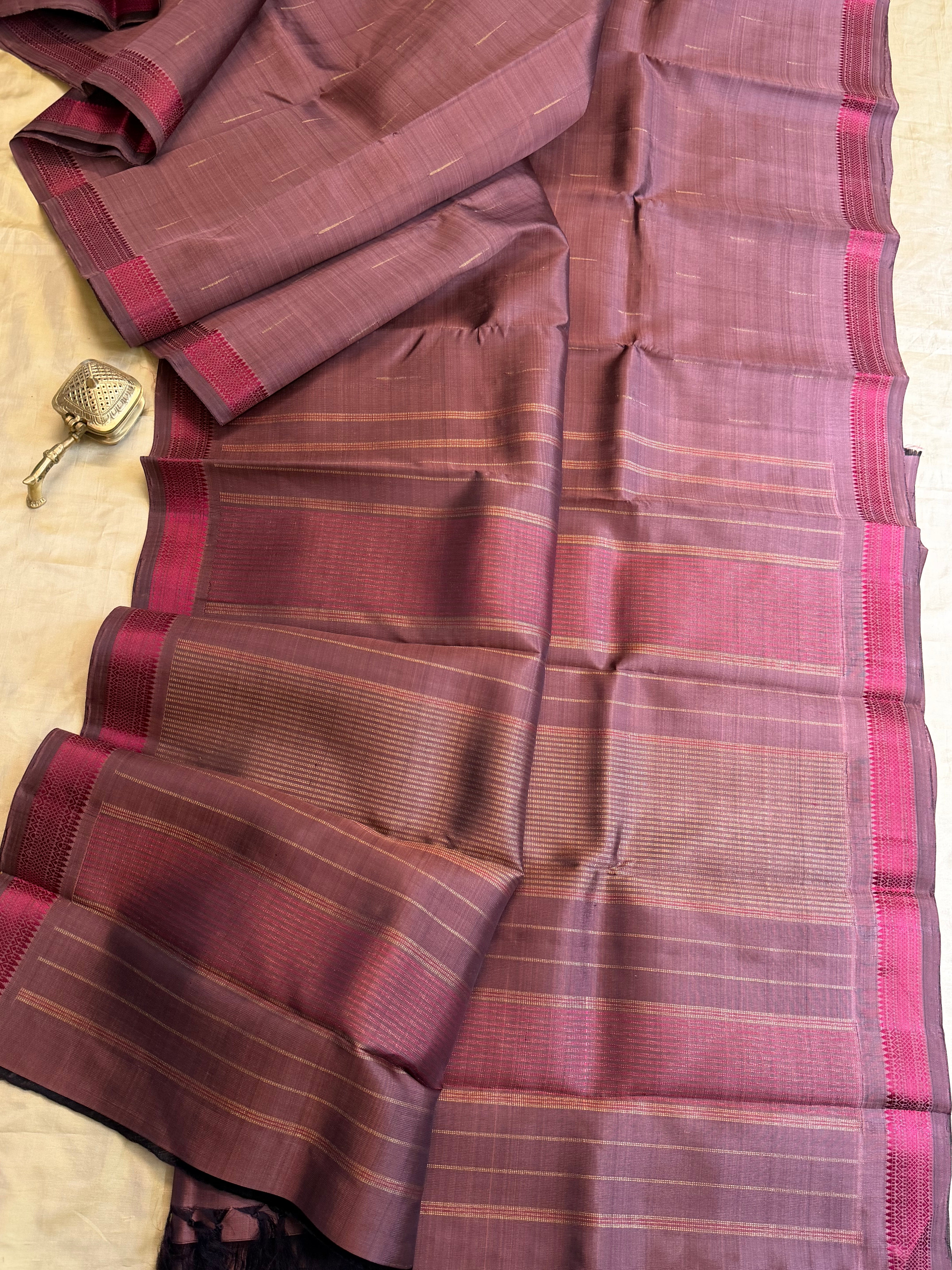 Permam : mauve  small border  / Kanjipuram silk CL2999