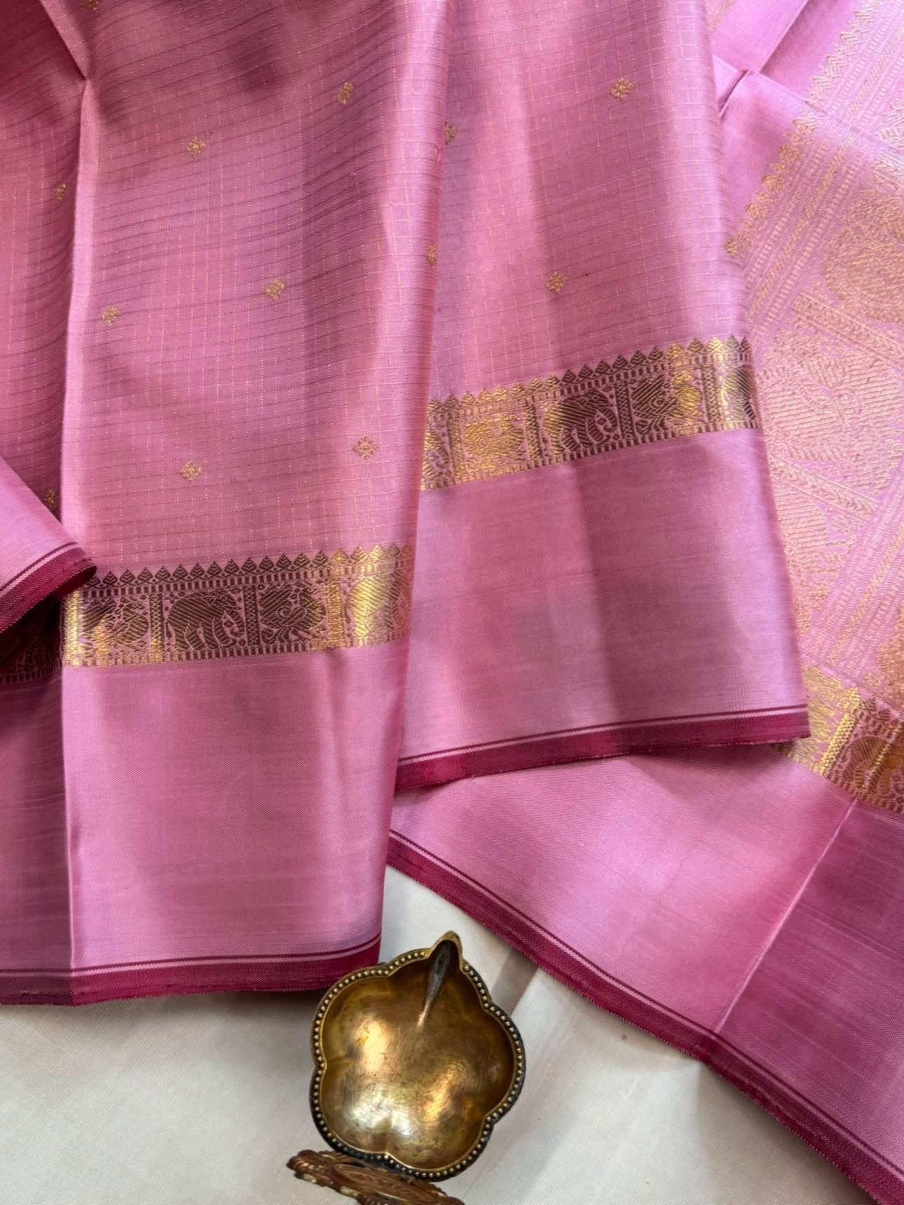Light pink pure Zari Kattam / kanjipuram silk saree CLSA 10366