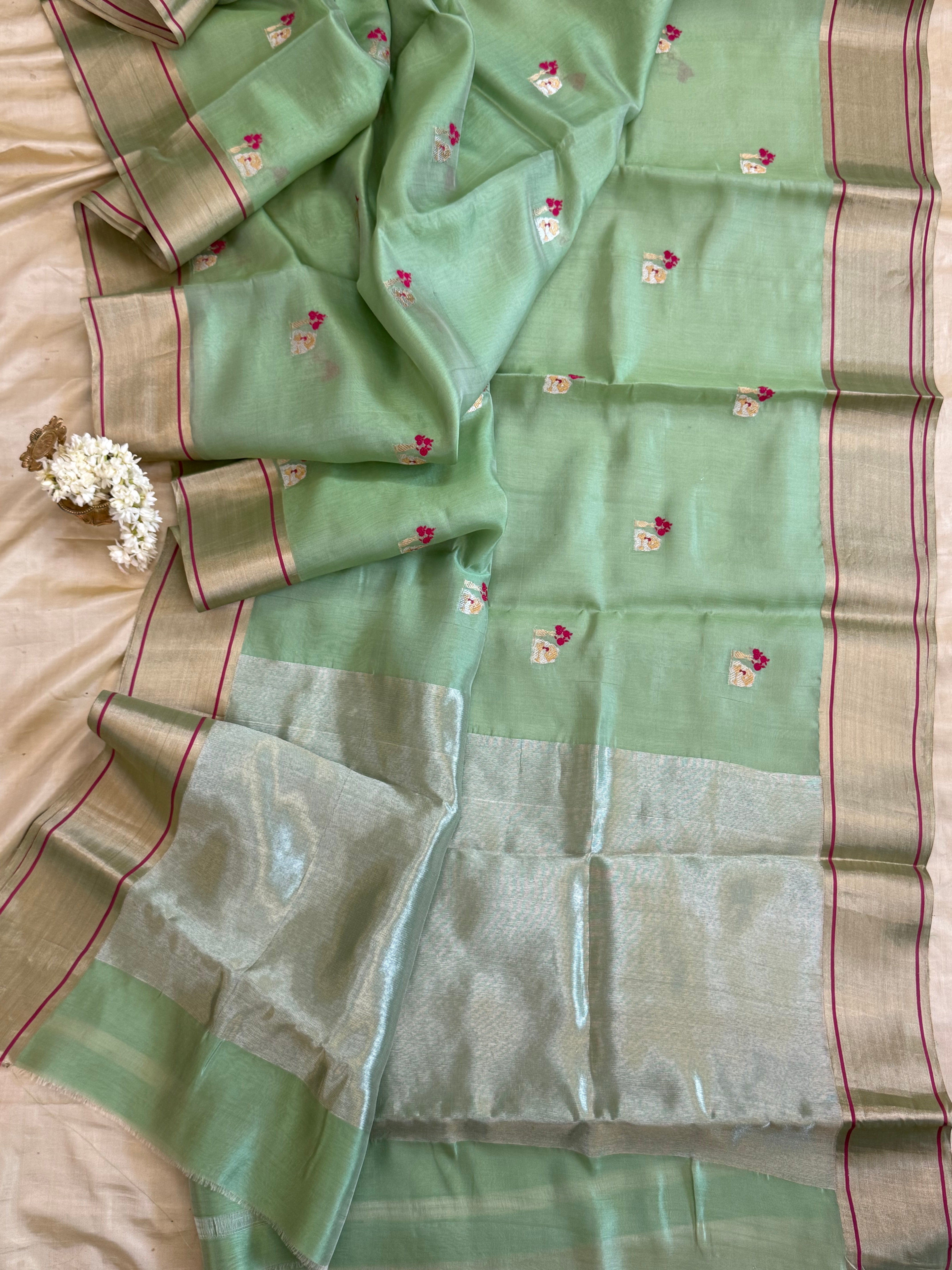 Pastel green / Chanderi silk  CLSA10879