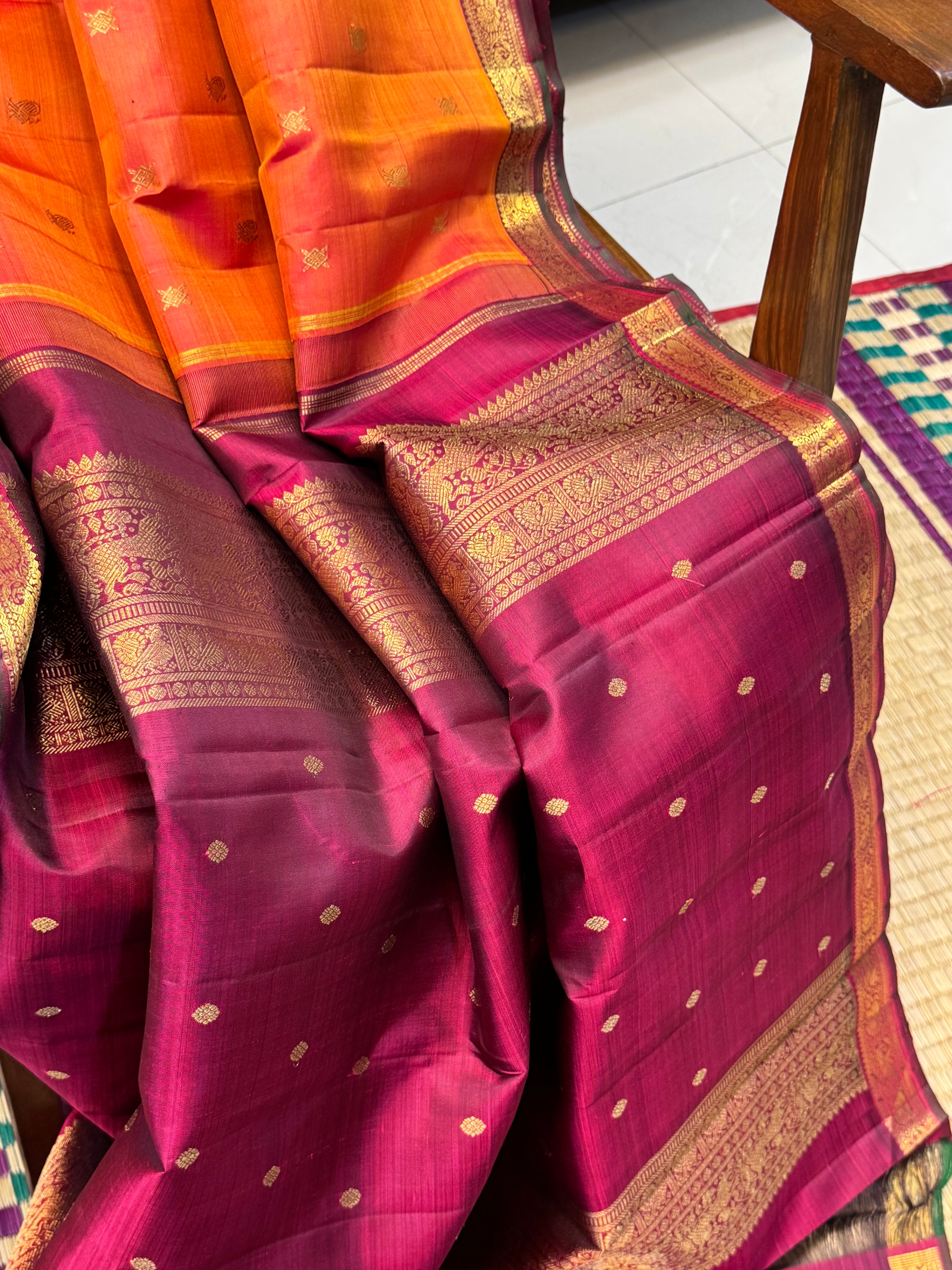 Rust small  border  / kanjipuram silk