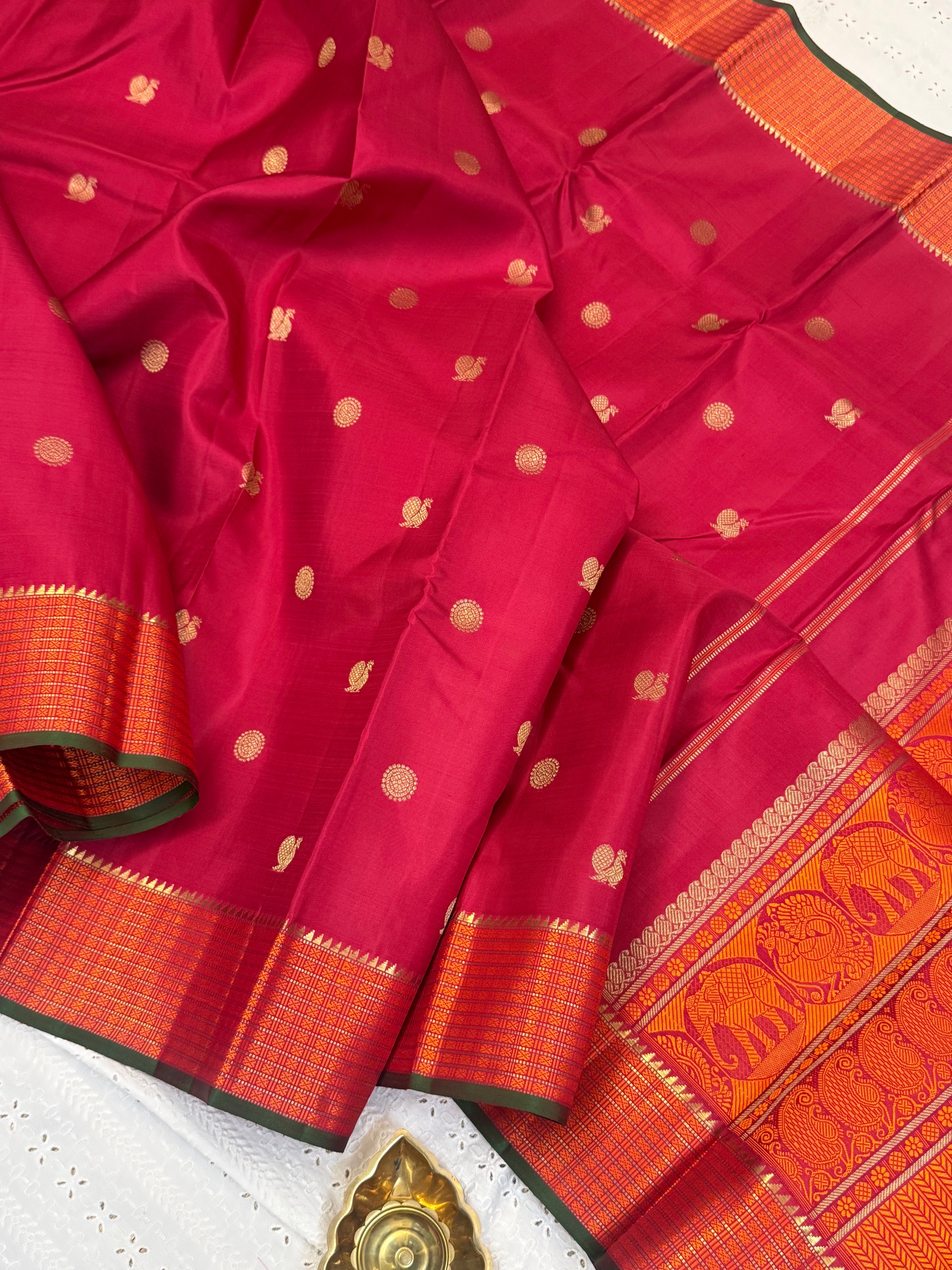 Reddish pink Annam chakram  butta / kanjipuram silk saree CLSA 10158