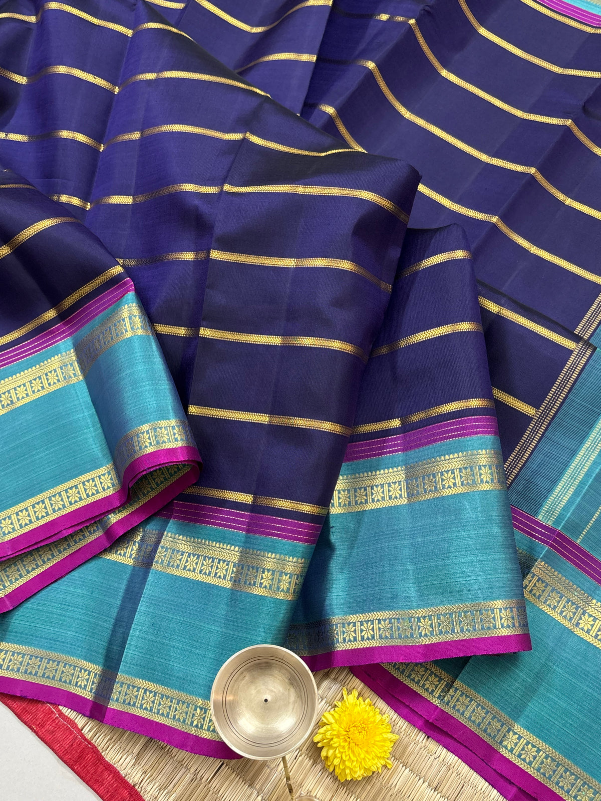 Blue with body veldhari retta pet pure zari kanjipuram / silk saree clsa 12313
