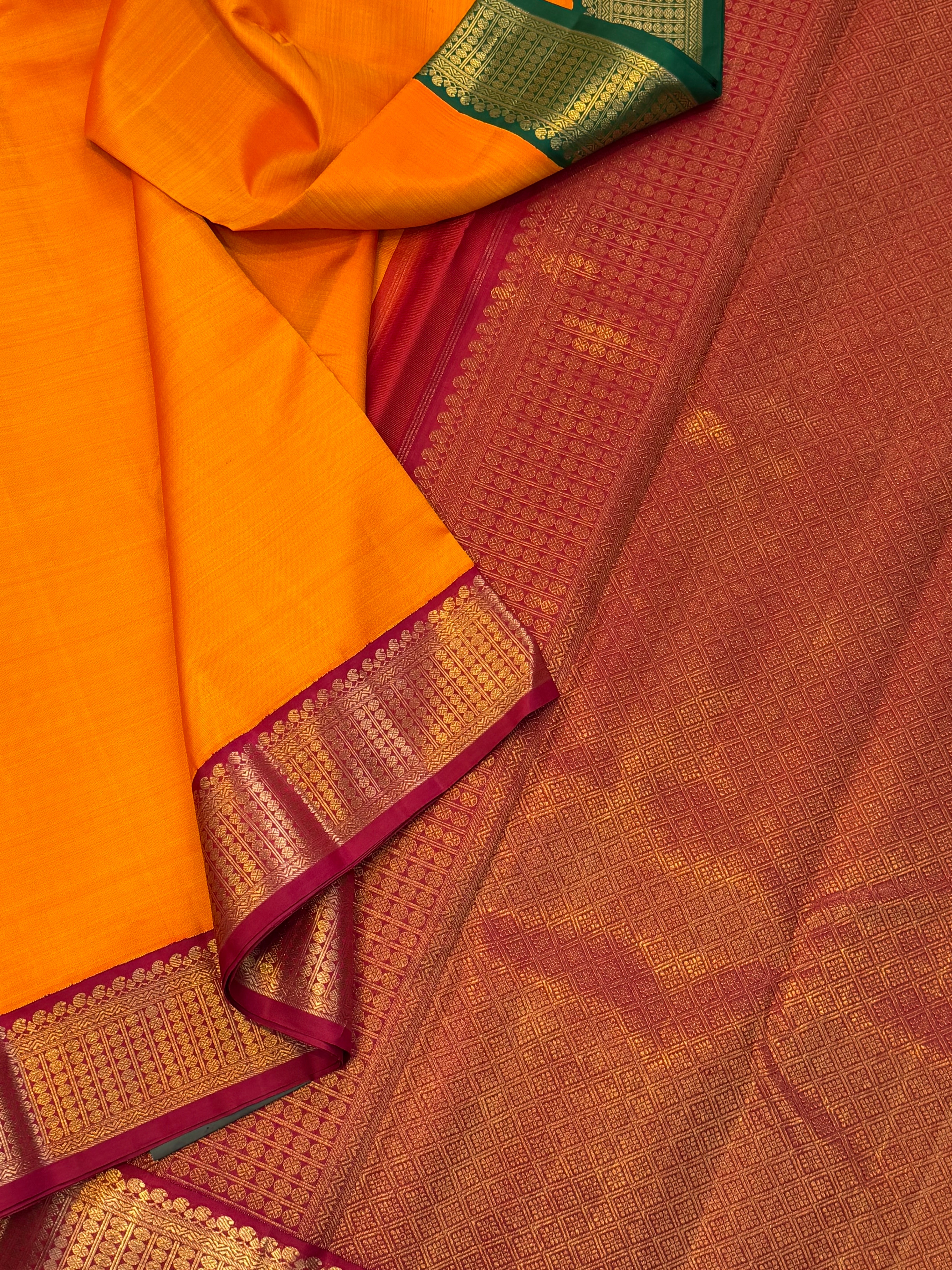 Mango yellow Ganga Jamuna double palla Arani saree