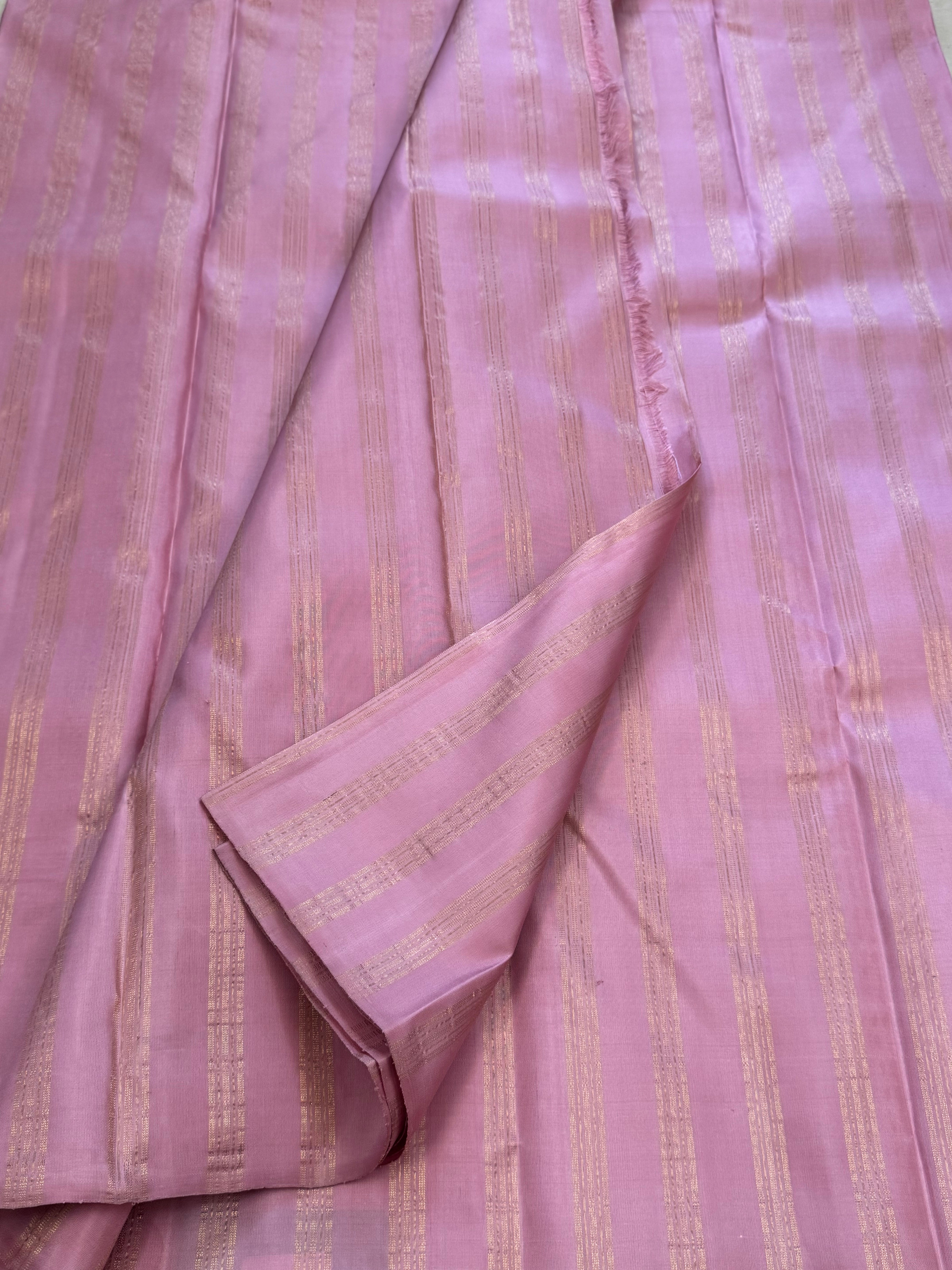 Pink zari stripes / Kanjipuram blouse fabric (per metre)