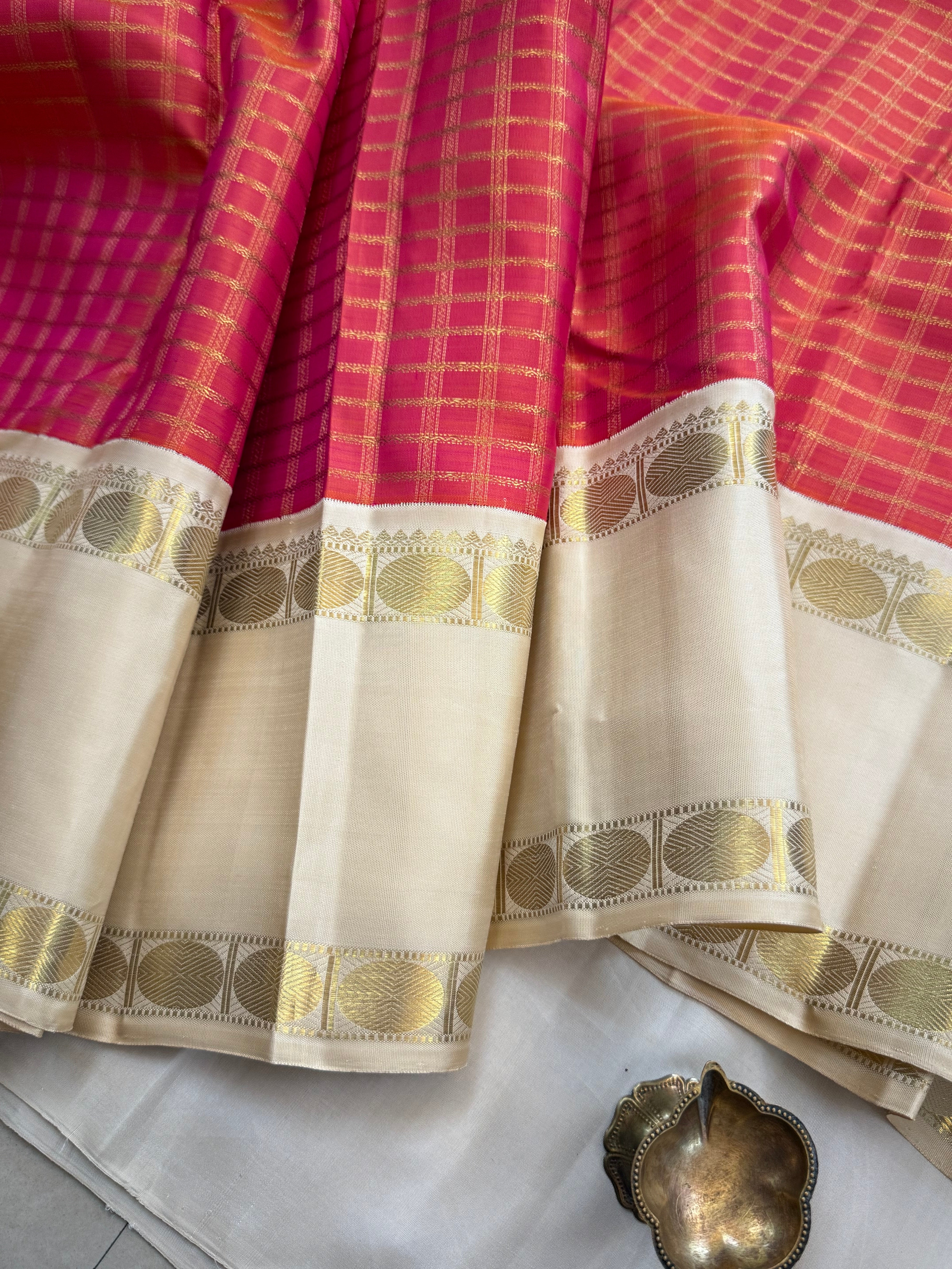 Zari Kattam Kai korvai retta pet / kanjipuram silk CLSA9875