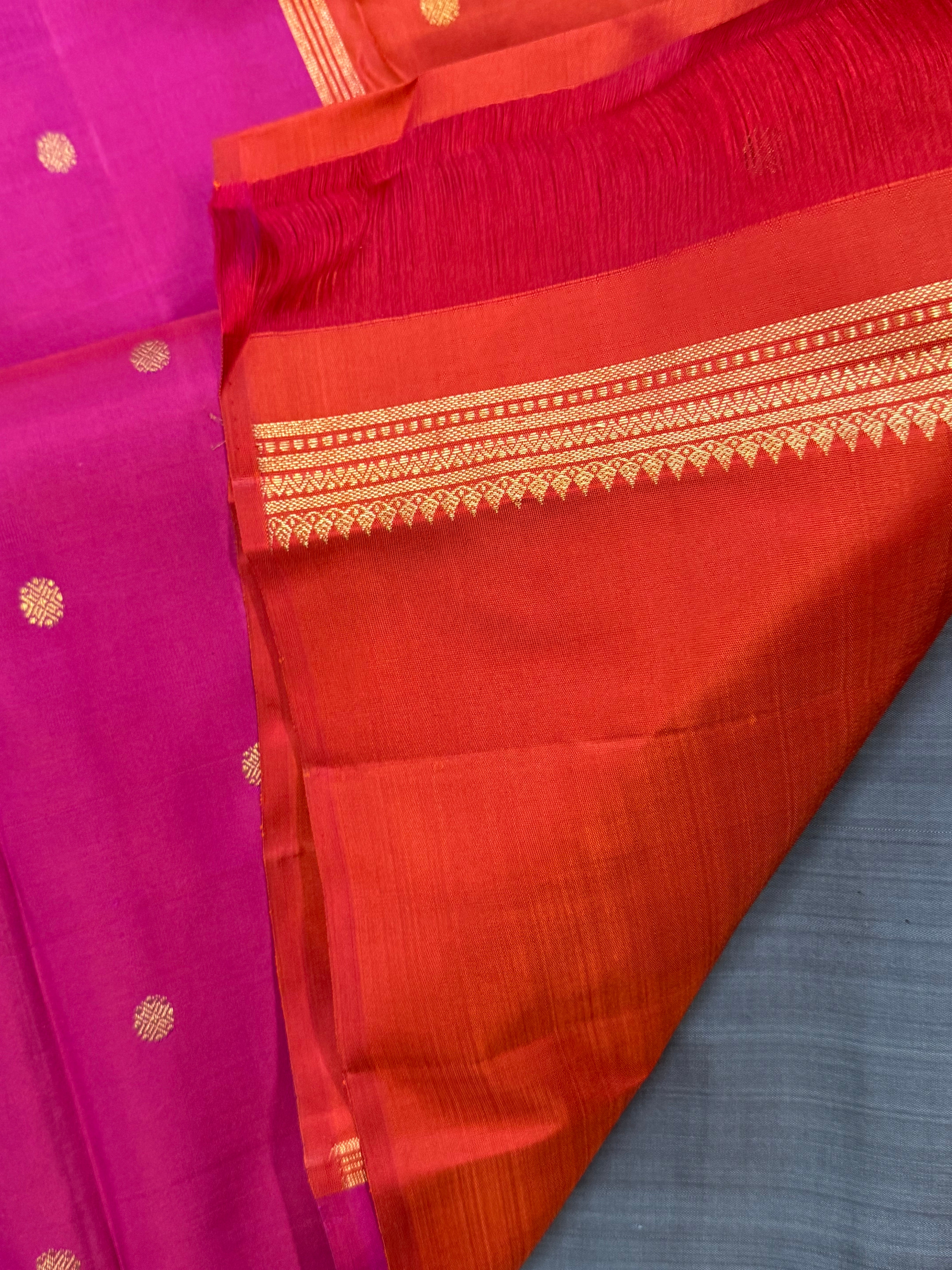 Grey Kili and Annam double palla   / Kanjipuram silk