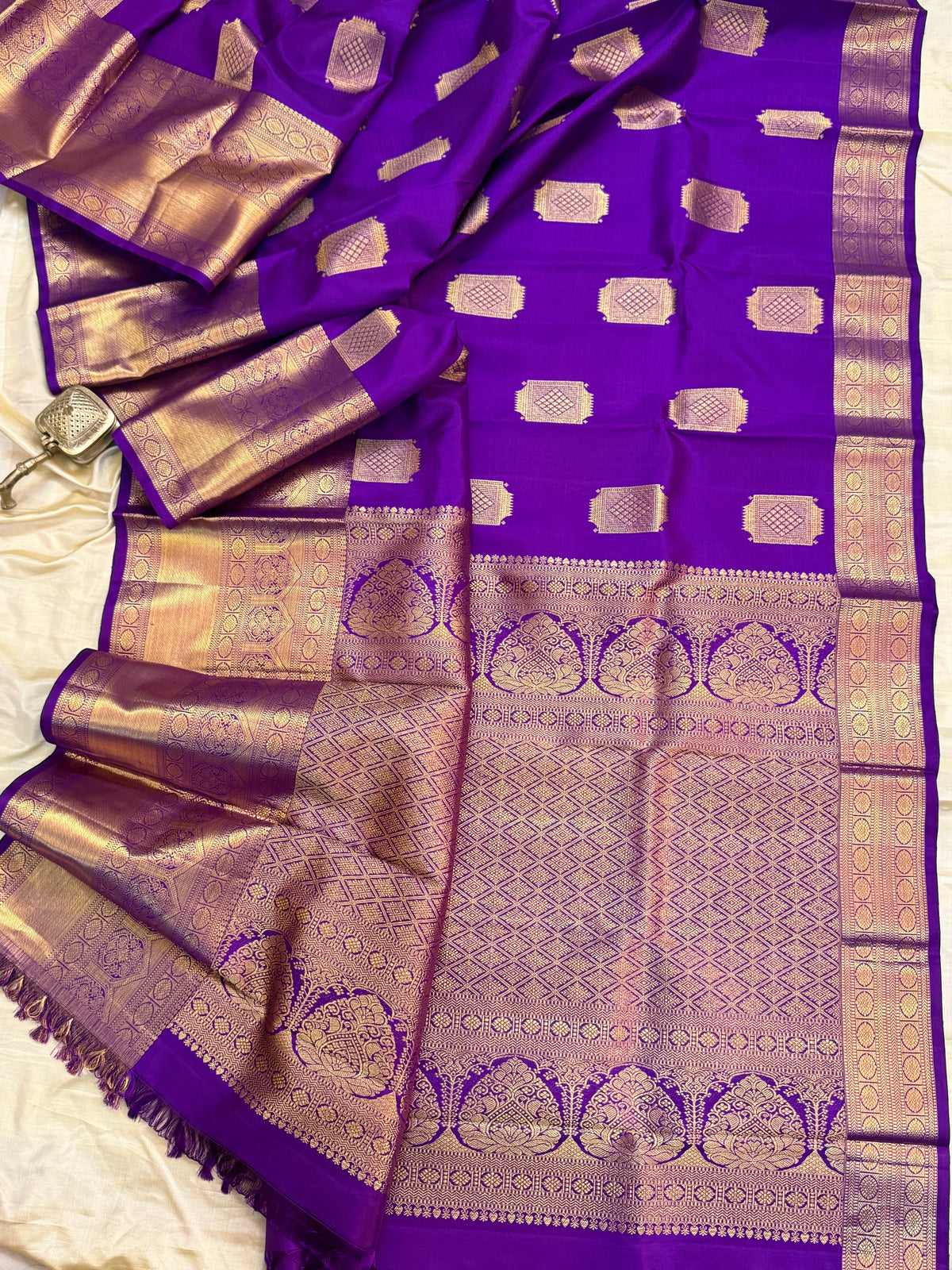 Brinjal with zari butta/Aarani silk saree clsa