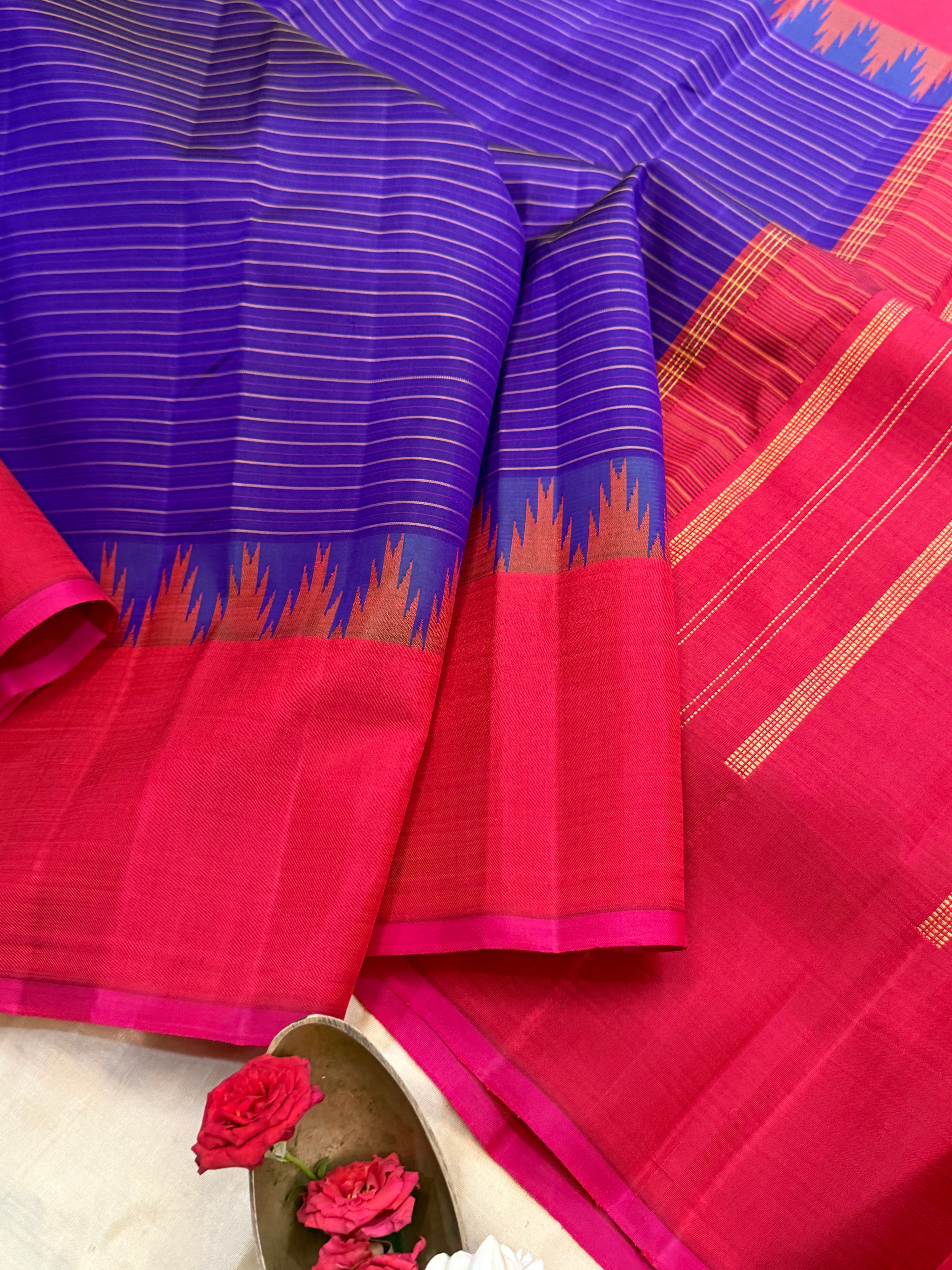 Purplish blue and pinkish red / Arani silk