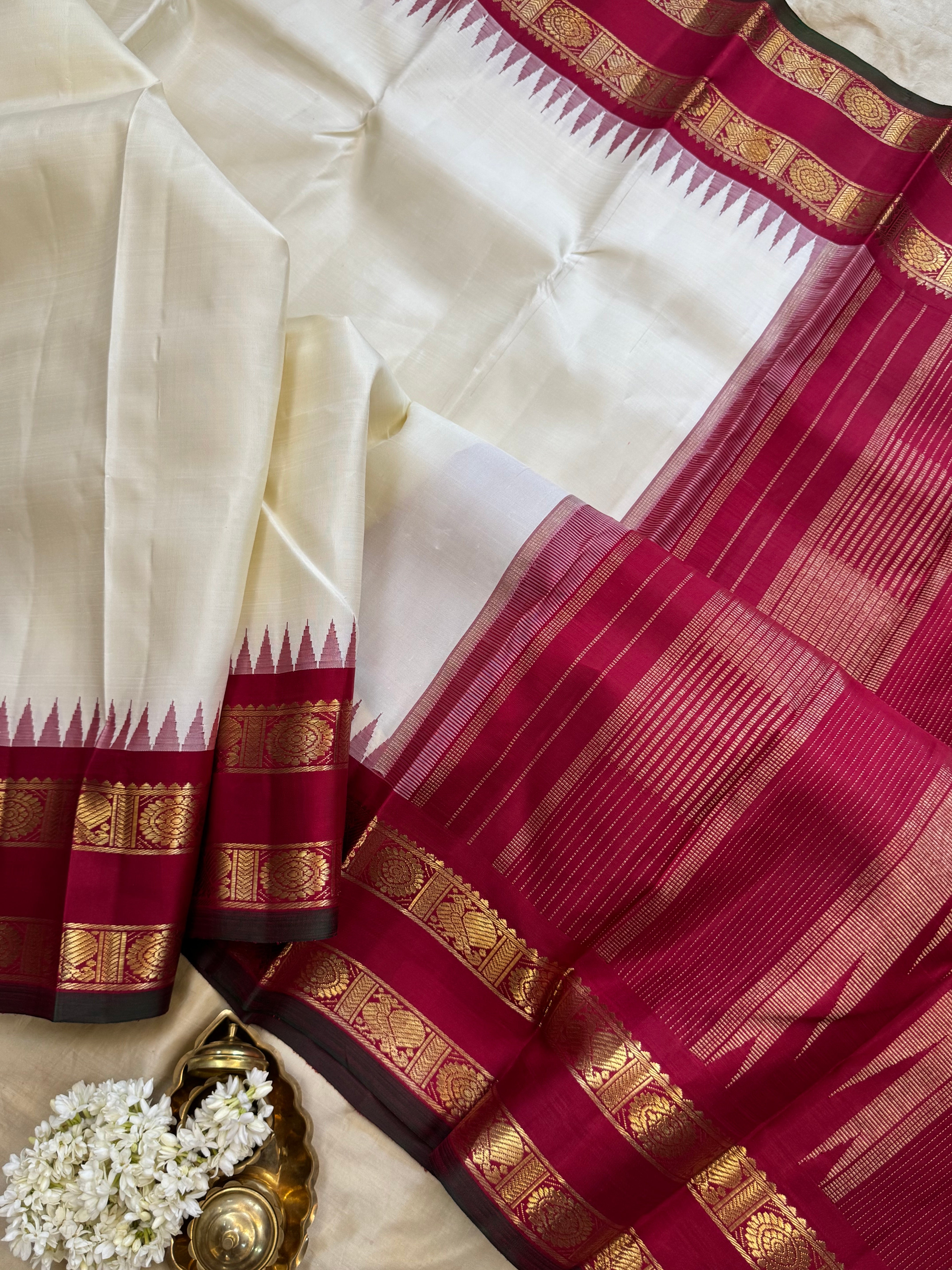 Off white Korvai retta pet border/ kanjipuram silk CLSA6309
